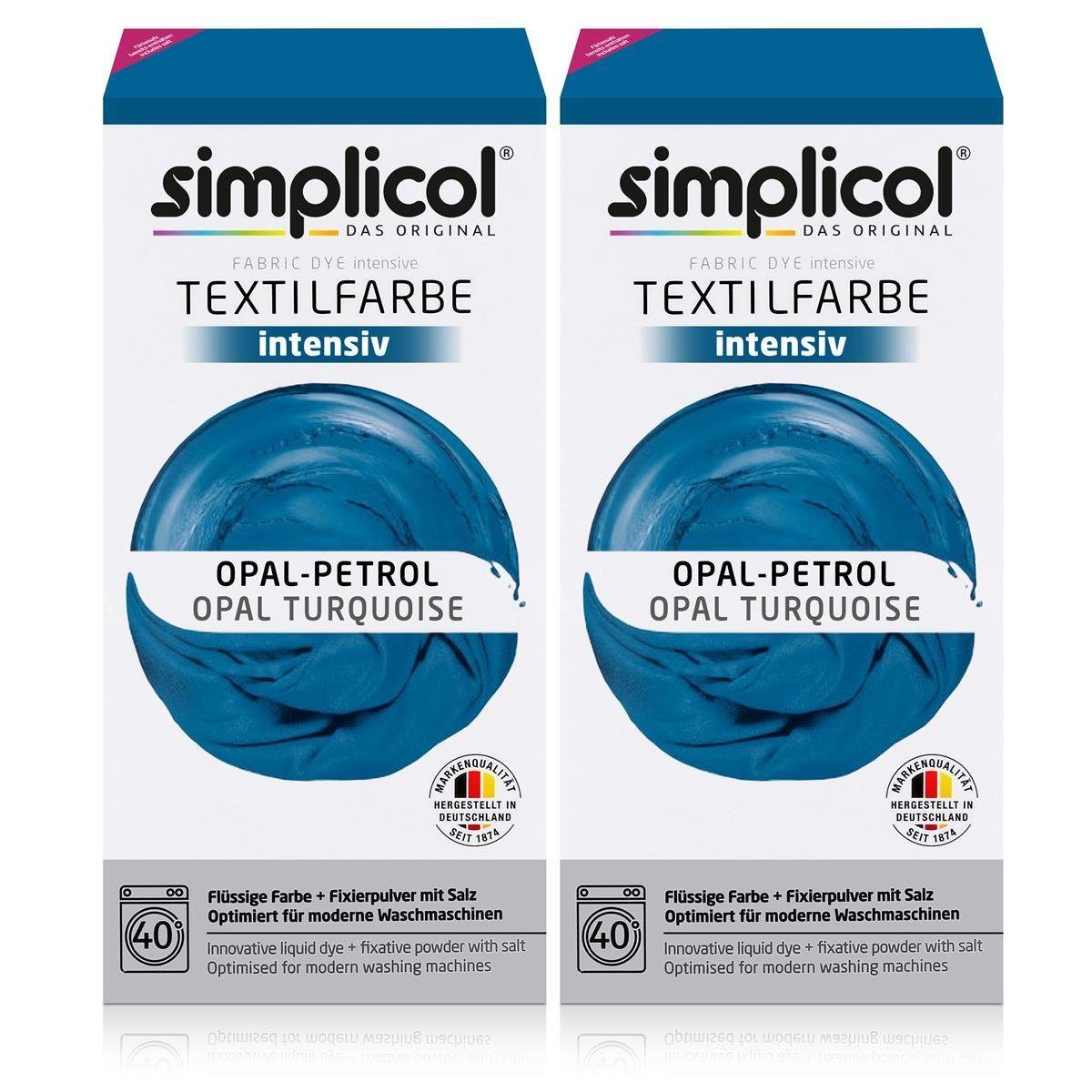 Textilfarbe Simplicol Textilfarbe intensiv Opal-Petrol - Einfaches Färben (2er Pac