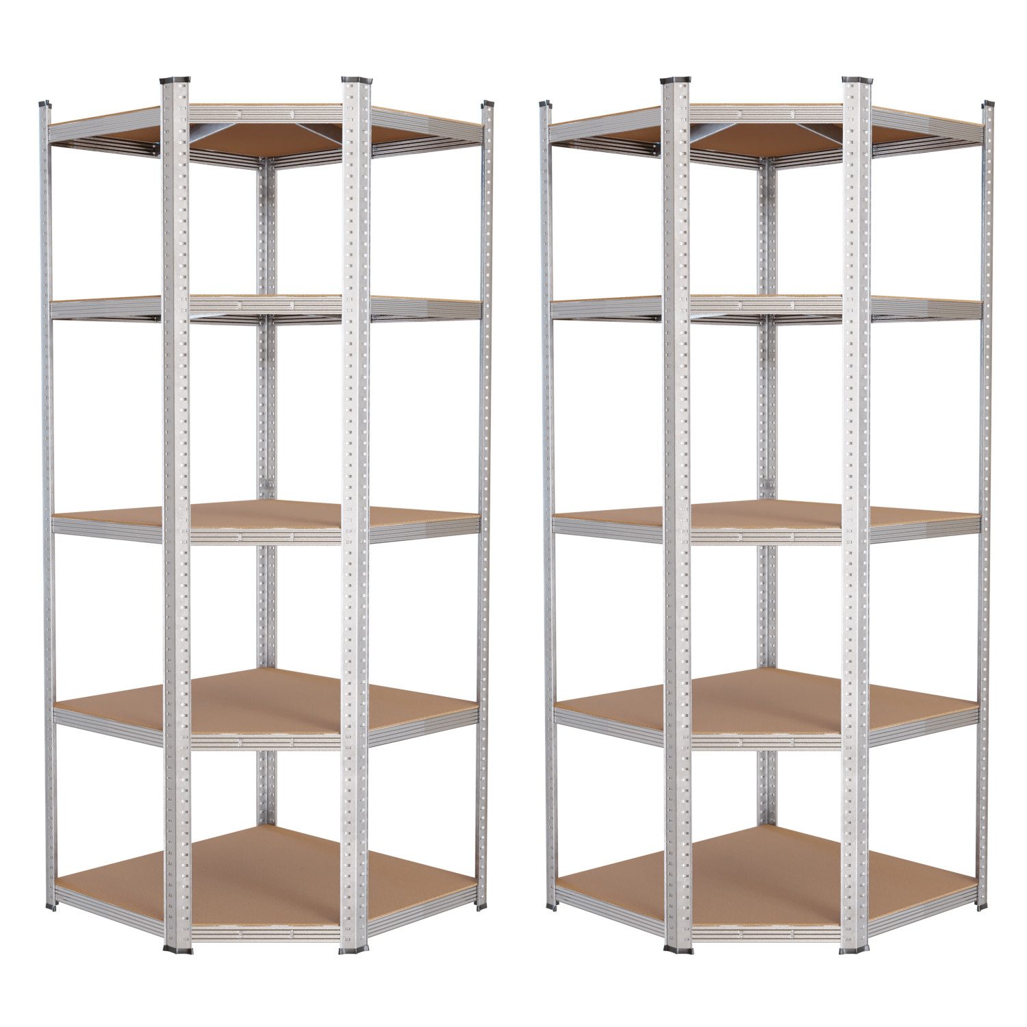 TroniTechnik Regal Lagerregal 2er Set mit Metallstreben, je 875kg Tragkraft, MDF-Böden, je 875 kg Traglast, Stecksystem, höhenverstellbar, MDF- Platten, 875kg Belastbarkeit, verzinkte Metallstreben, Wandmontage möglich