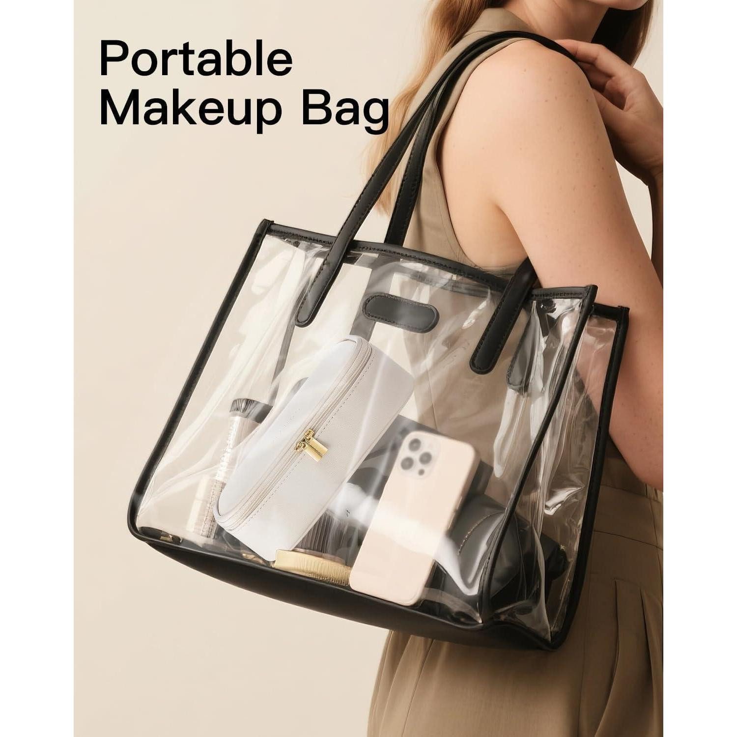 LuxusKollektion Kosmetiktasche Kosmetiktasche Damen Makeup Organizer Leder Weiß