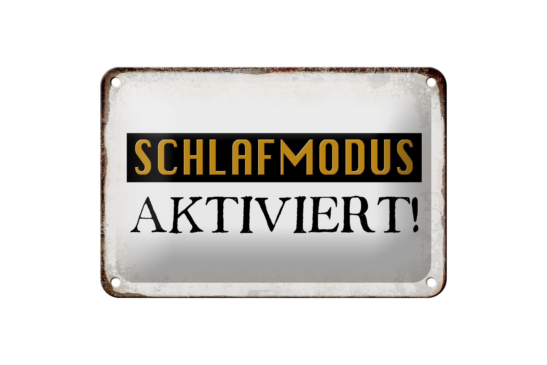 Femer GmbH Metallschild Spruch 18x12cm Schlafmodus aktiviert, (1 St), gewölbte Oberfläche, abgerundete Ecken, umgeschlagene Kanten