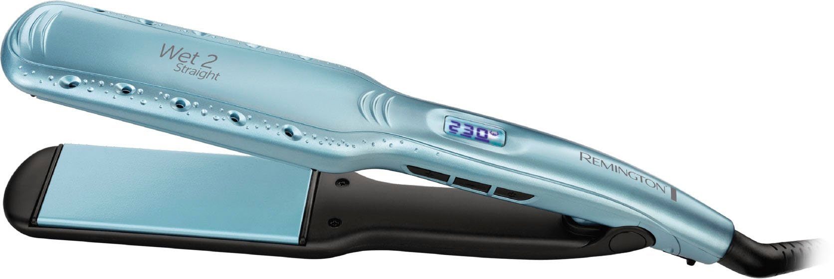 Remington Glätteisen Wet2Straight, S7350, breiter Haarglätter Keramik-Beschichtung, 2 in 1 für Nass- & Trockenanwendung, 10 Temperatureinstellungen