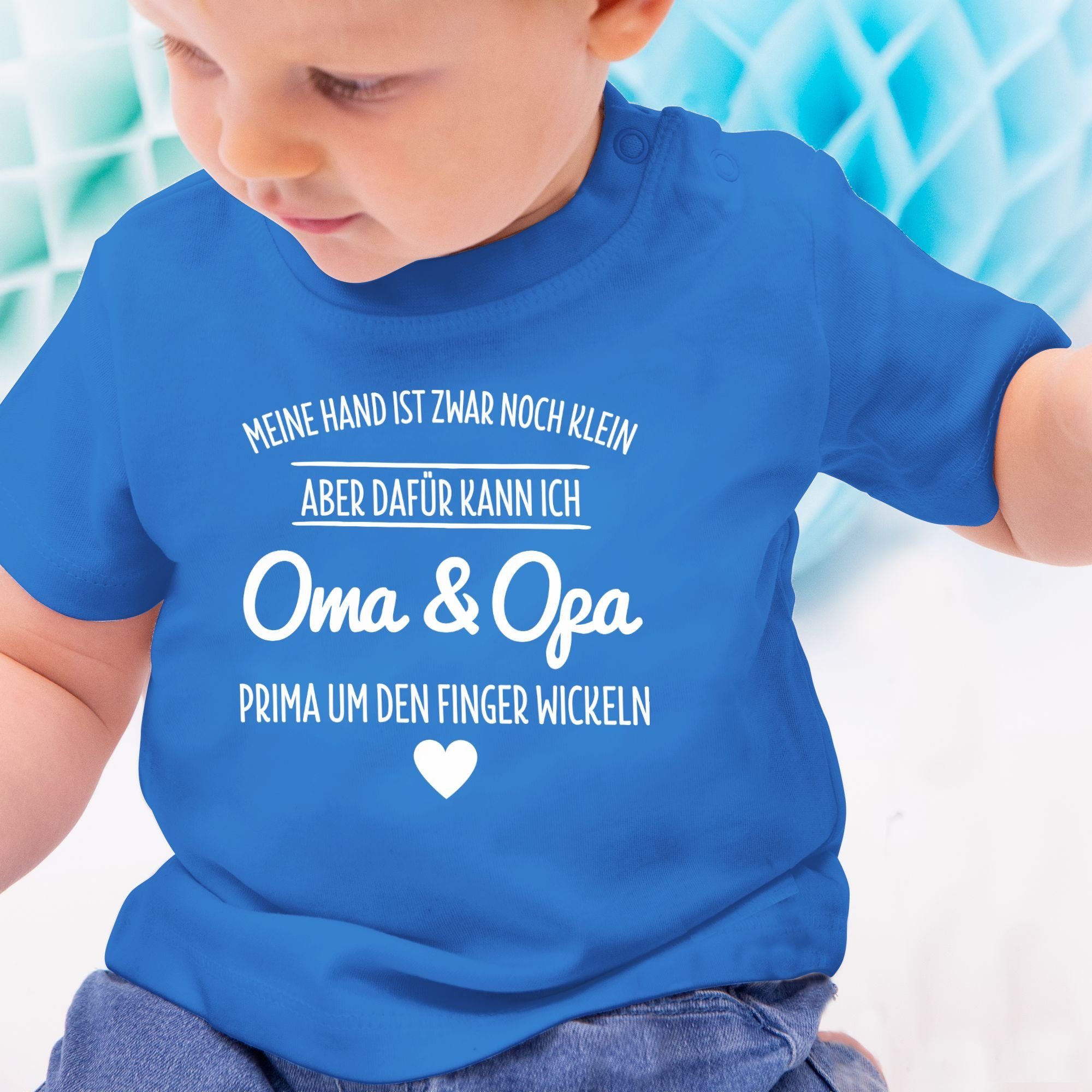 Finger und Oma Shirtracer Royalblau den Baby wickeln T-Shirt Sprüche Großeltern Opa 2 um