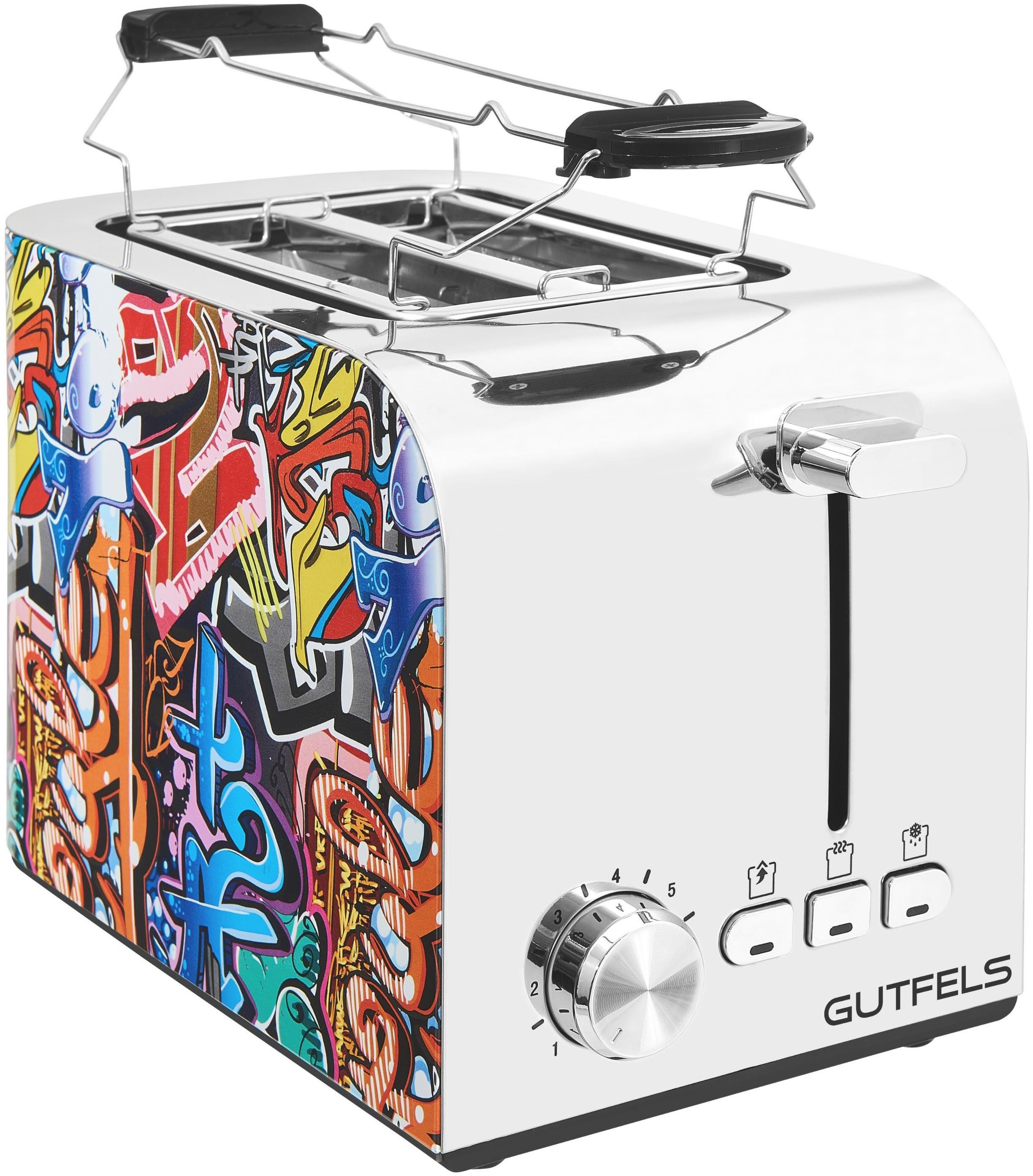 Gutfels Toaster TOAST 3010 G, 2 kurze Schlitze, 850 W, 2-Scheiben-Toaster, 850 Watt, Graffitti-Style
