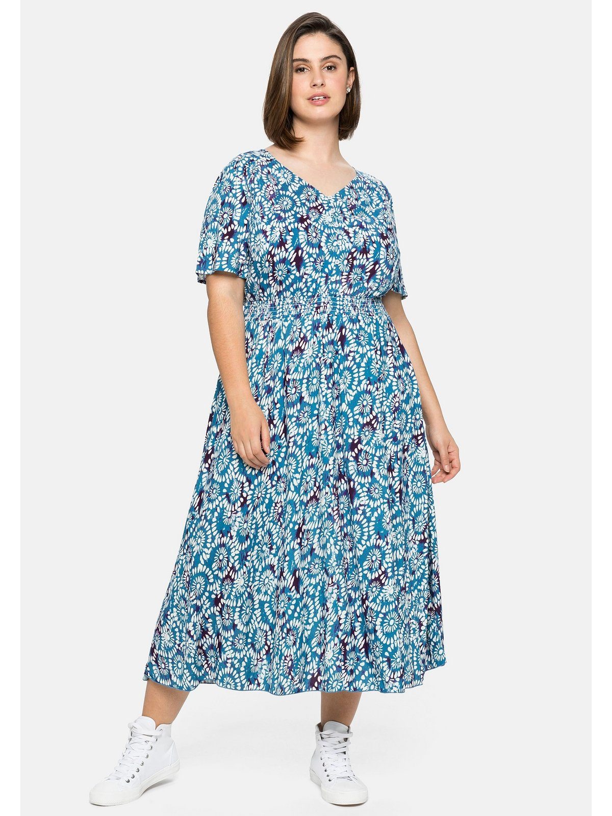 sheego by Joe Browns mit Sommerkleid Alloverdruck Größen Smokbund und Große