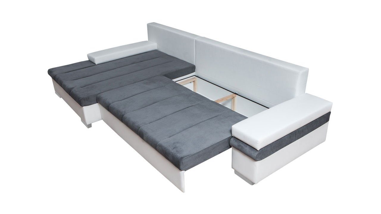 und Schlaffunktion, mit MIRJAN24 Bettkasten Couch Moderne L-Form Bangkok Eckcouch, Ecksofa Premium,