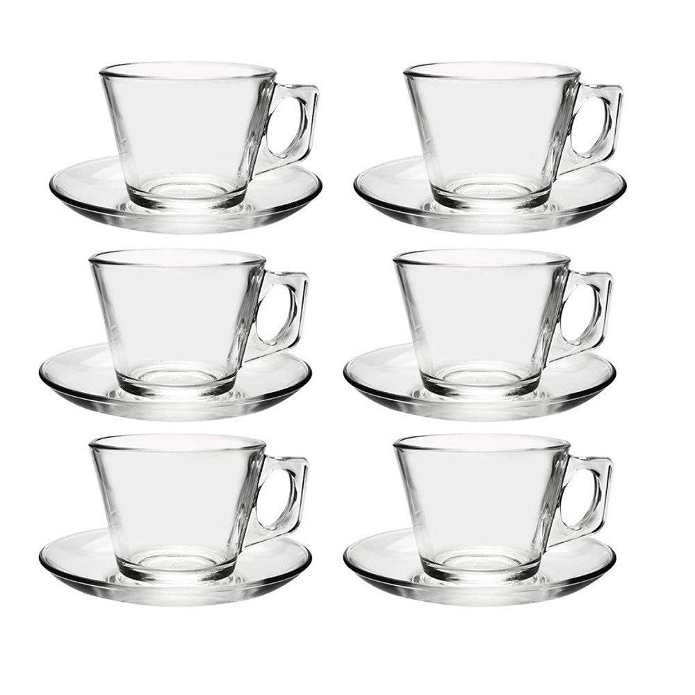Thermoglas Pasabahce Vela Kaffeetassenset Tasse und Untertasse 12tlg.