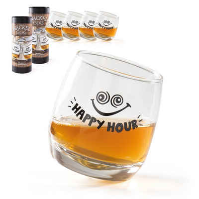 Cult at Home Whiskyglas Wackelgläser Happy Hour 2 x 2er Set - H. 8,5cm Ø 7,5cm - Geschenkset, Glas