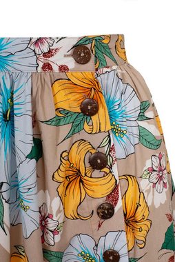 Hell Bunny A-Linien-Rock Pattaya 50's Swing Skirt Vintage Blumenmuster Retro Tellerrock