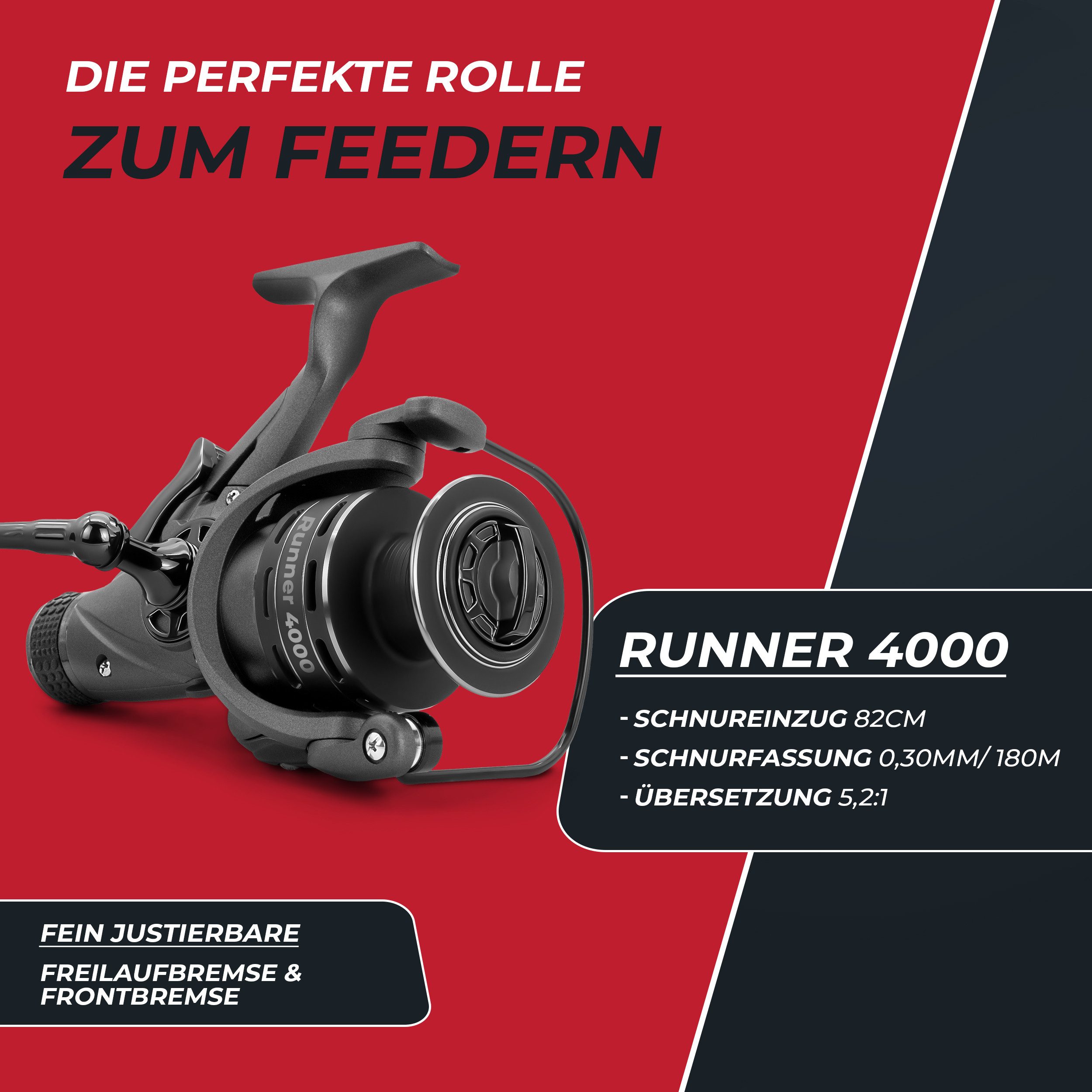 Paradox Fishing Feederrute Combo Feeder, (Rute + Rolle), 3,3m/3,6m, 90g/120g, 3 Wechselspitzen