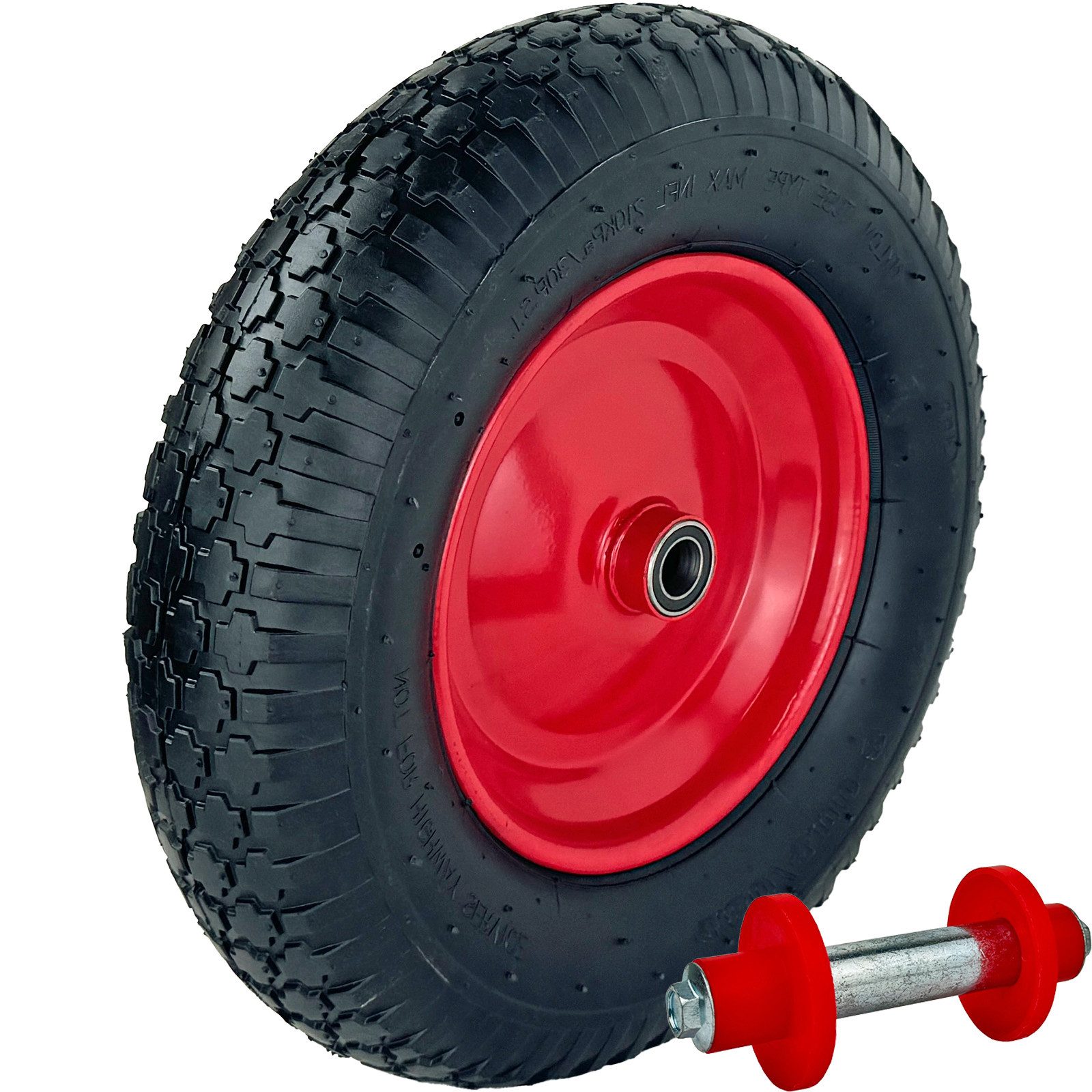 TRUTZHOLM Schubkarren-Rad 390x95 mm 4.80 4.00-8 Luftbereifung inkl. Achse Ersatzrad Metallfelge (1 St)