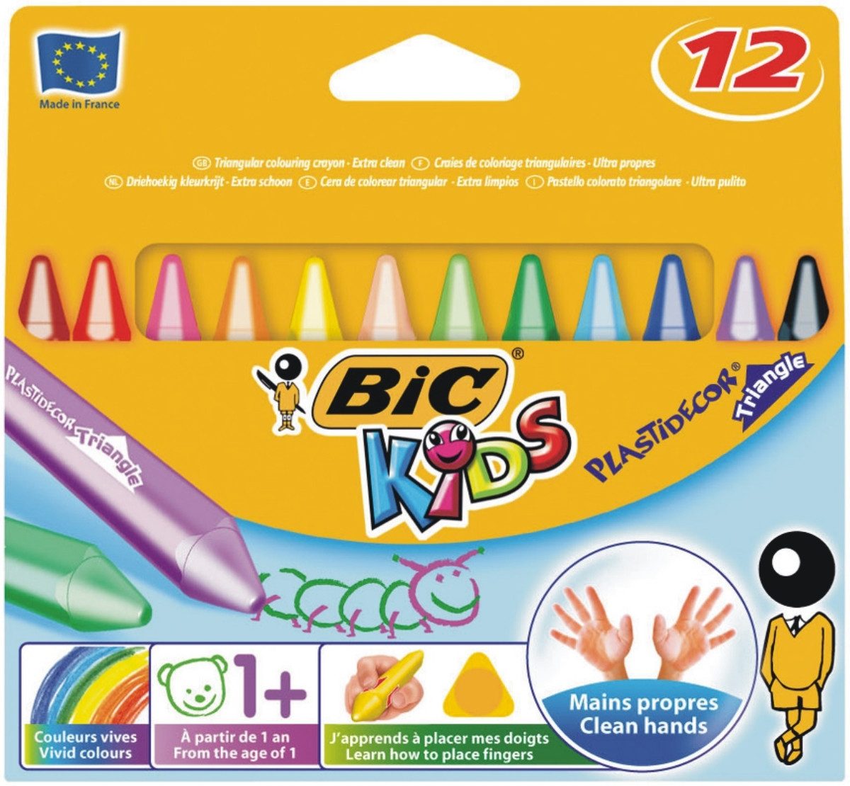 BIC Buntstift Wachsmalkreiden Plastidecor Triangle sortiert VE=12 Stück