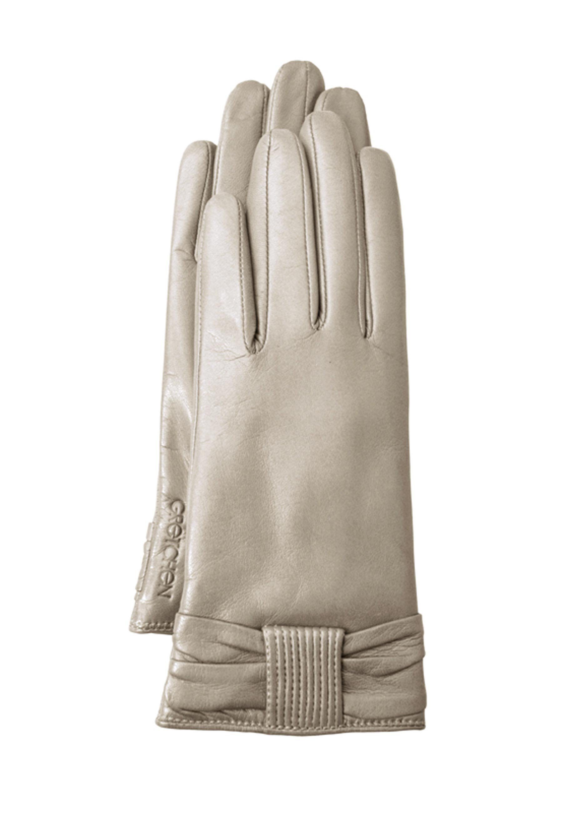 Lederhandschuhe kuscheligem Bow Kaschmir-Futter GRETCHEN mit beige Gloves