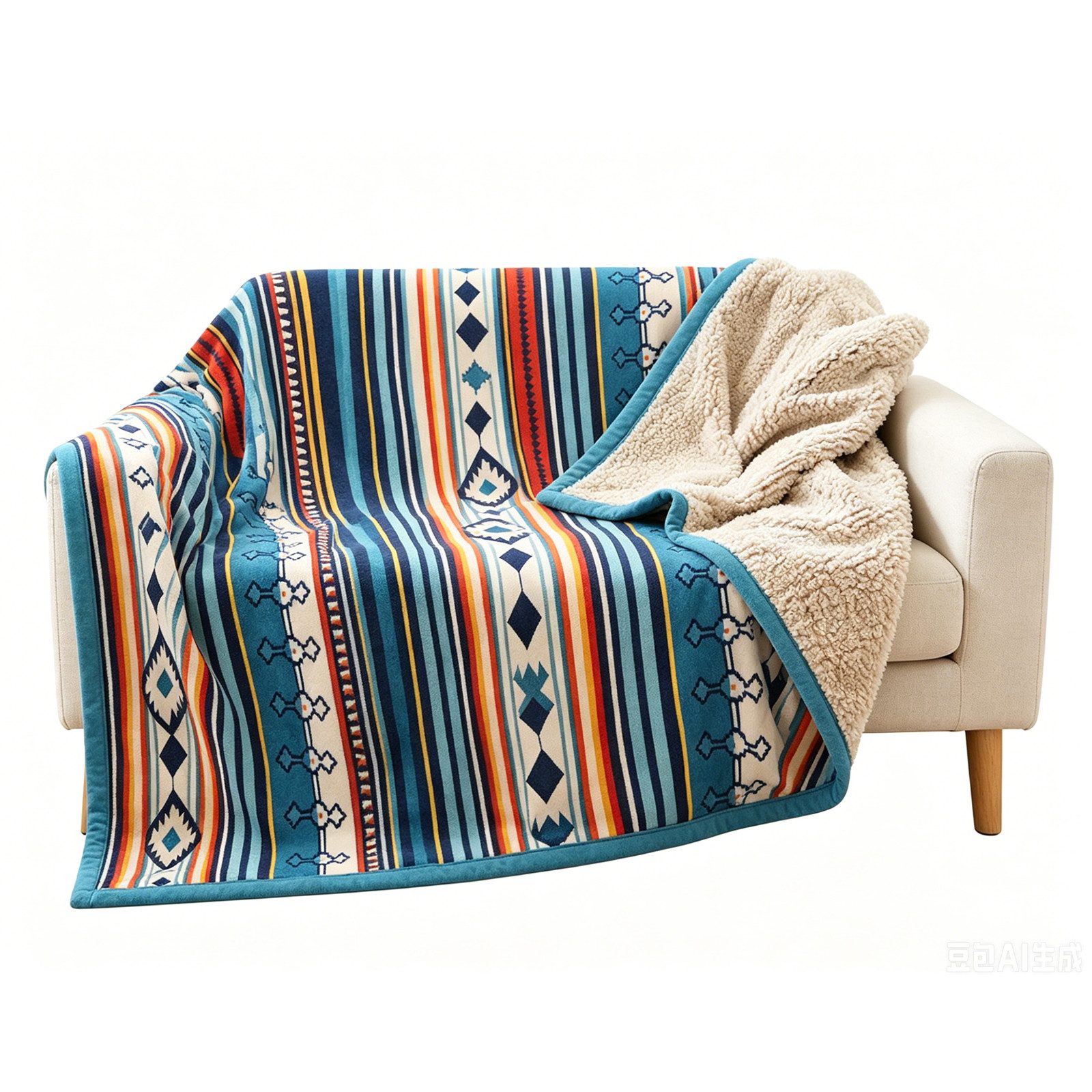 Wohndecke Flanell-Fleecedecke 127x152 / 150x200 cm – Kuscheldecke, PFCTART, Wendbar, weich & warm, 100 % Mikrofaser mit Aztekenmuster