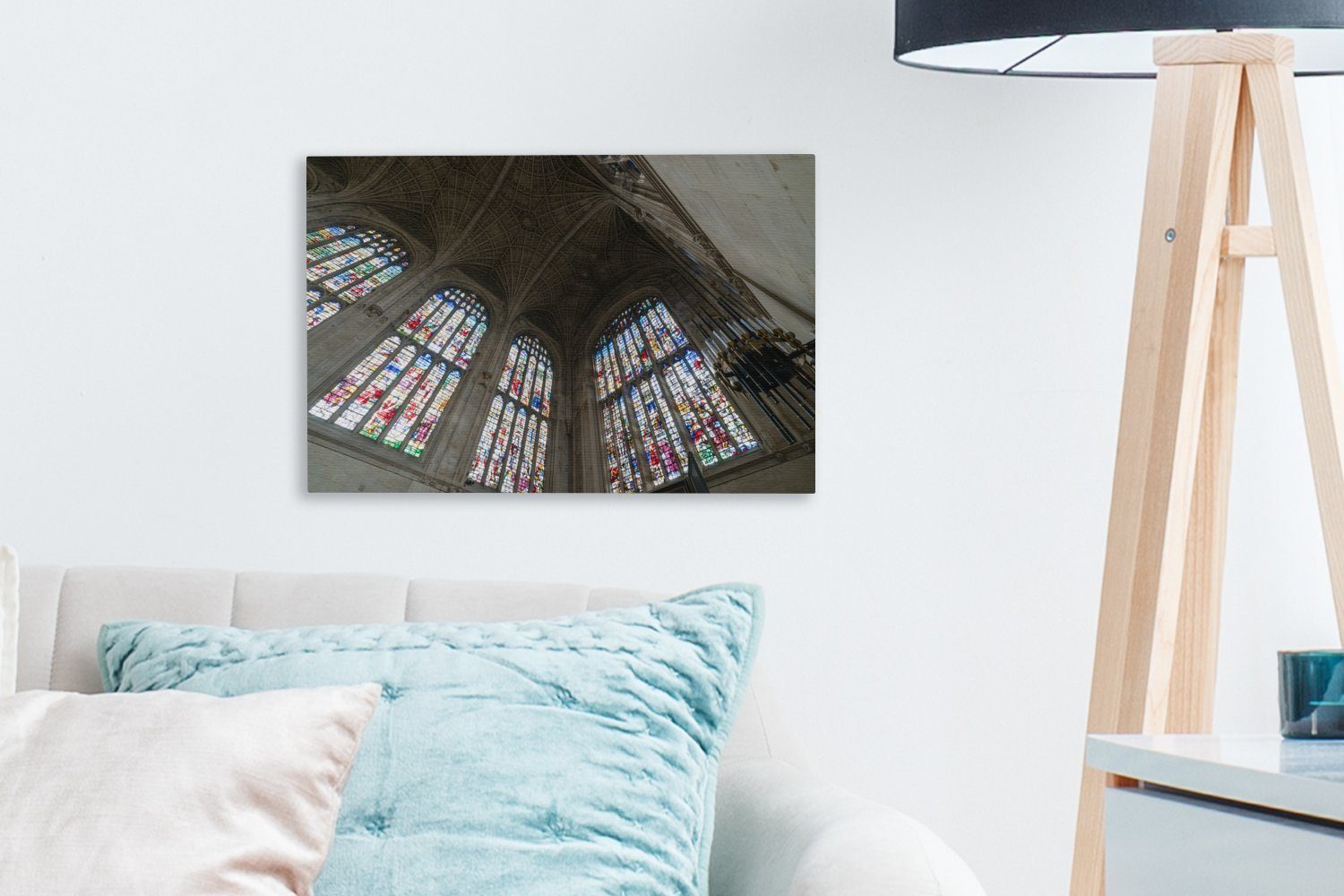 Leinwandbilder, St), College, (1 Wanddeko, Aufhängefertig, OneMillionCanvasses® des King's in Glasmalerei cm 30x20 Leinwandbild der Wandbild Kapelle