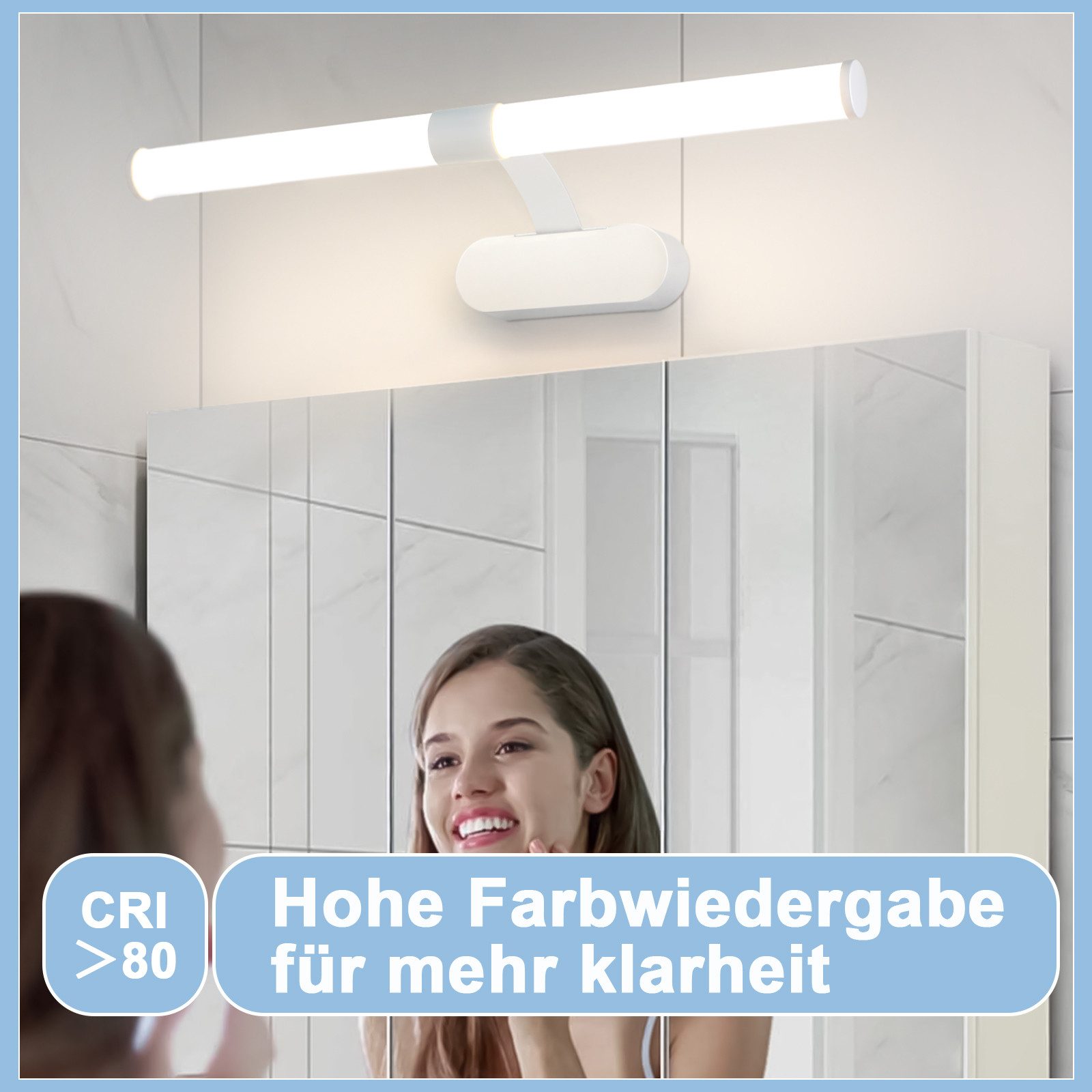 Nettlife LED Spiegelleuchte Zimmer 4000K Spiegellampe Schwarz/Weiß, LED fest integriert, Neutralweiß, Geeignet für – Bild 5 von 5