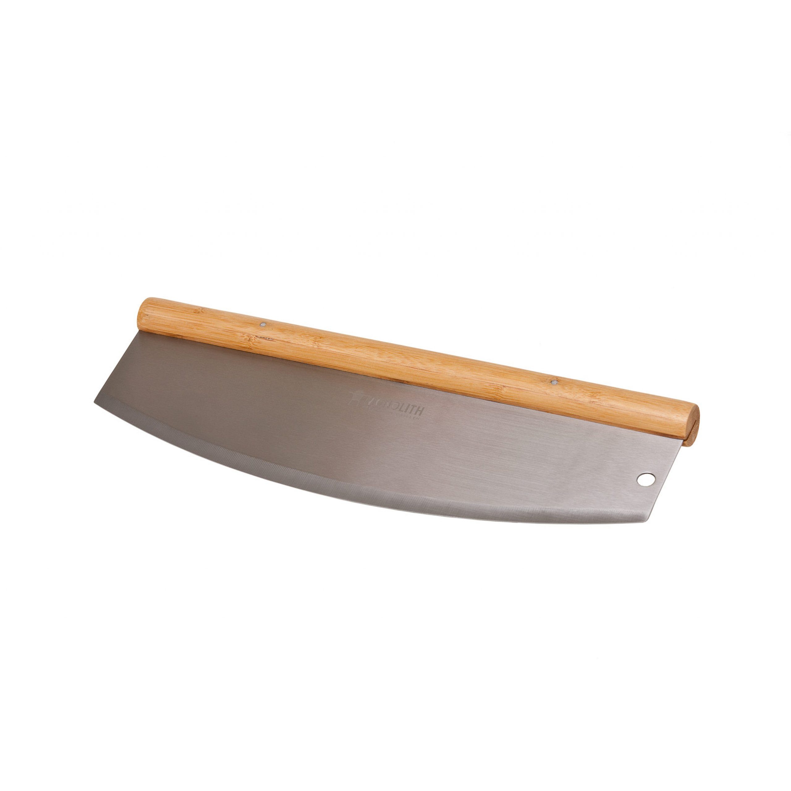 MONOLITH Keramikgrill Monolith Pizzaschneider Pizzamesser aus Edelstahl mit Bambusgriff 35