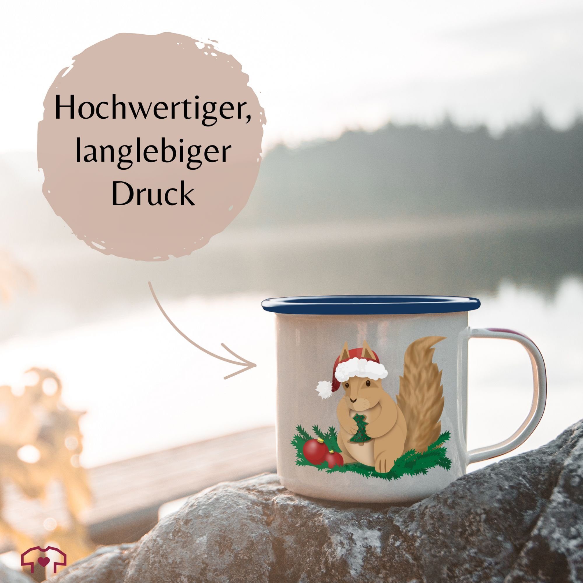 Stahlblech, 3 Blau Tasse Eichhörnchen, Weihnachtstasse Weihnachten Weiß Shirtracer