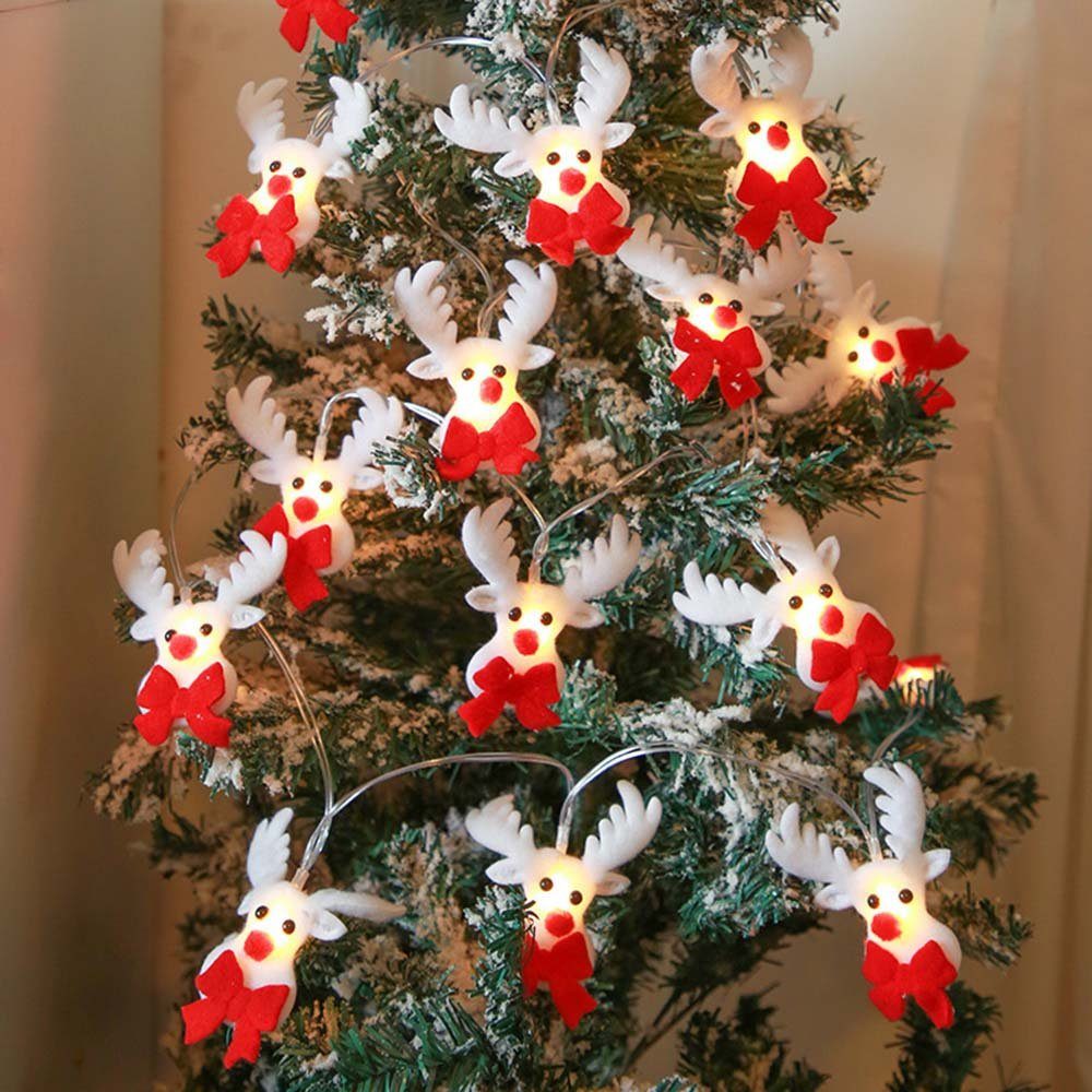 Rosnek LED-Lichterkette 1.5/3M, Kurzer Deko Weihnachtsmann Plüsch, Batterie, Weihnachtsbaum Rentier; Weihnachtsfeier, Schneemann für