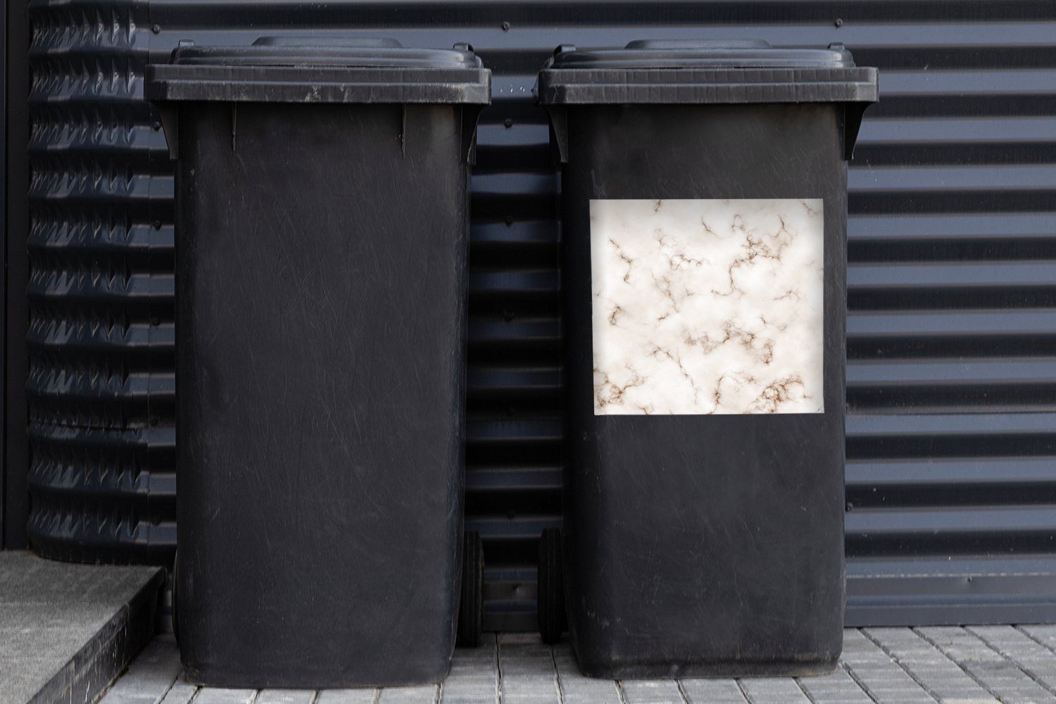 Luxus - Mülleimer-aufkleber, Weiß Abfalbehälter Mülltonne, Sticker, - Marmor (1 Wandsticker Container, St), MuchoWow