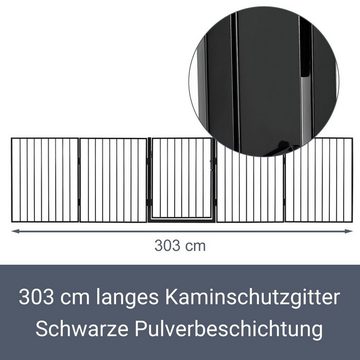 Juskys Kamingitter Ofenschutzgitter (5-tlg), 300 cm lang, 76 cm hoch, faltbar, Tür mit Sicherheitsverschluss