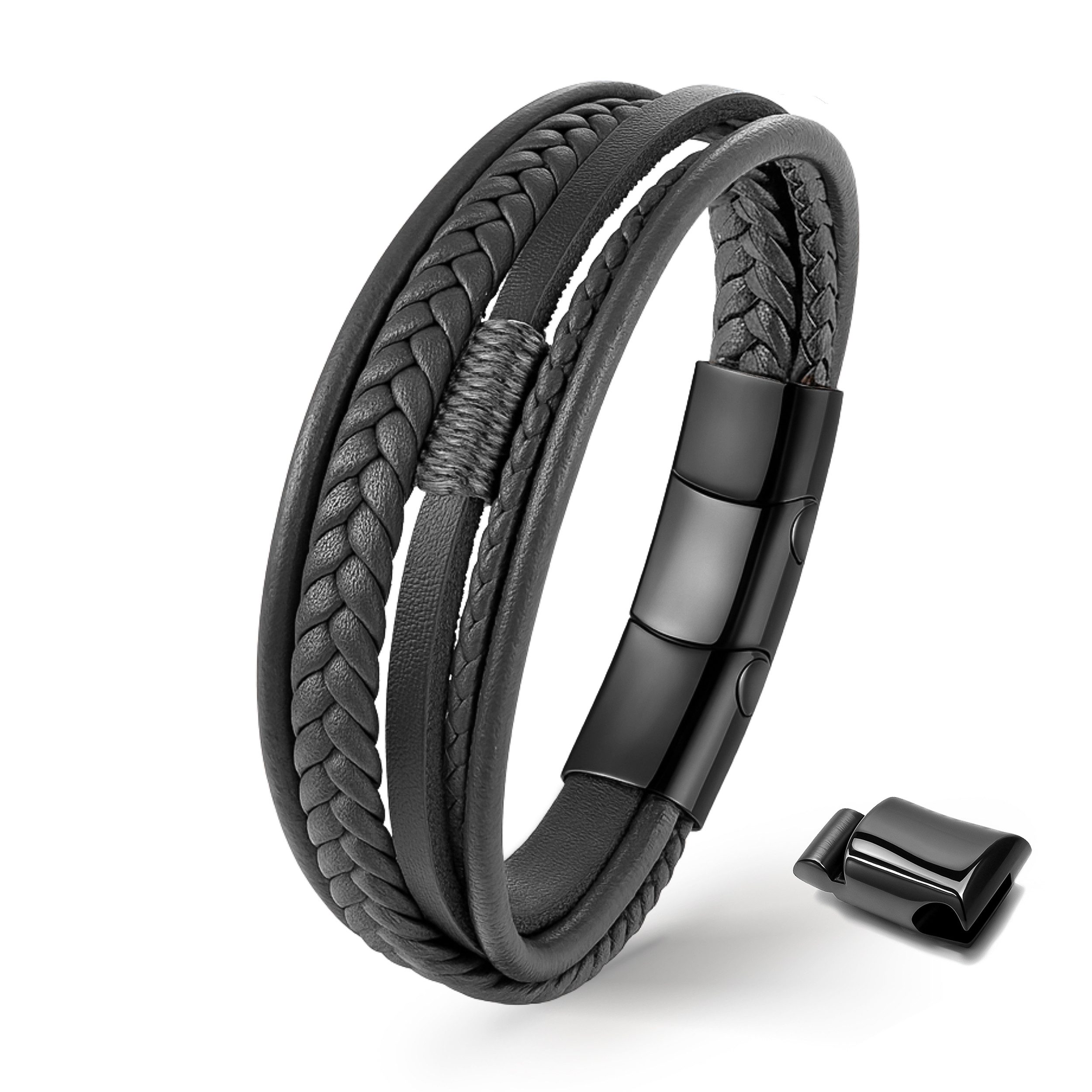 UNIQAL.de Lederarmband Unisex geflochten, Echtleder & Edelstahl, Modell Cla günstig online kaufen