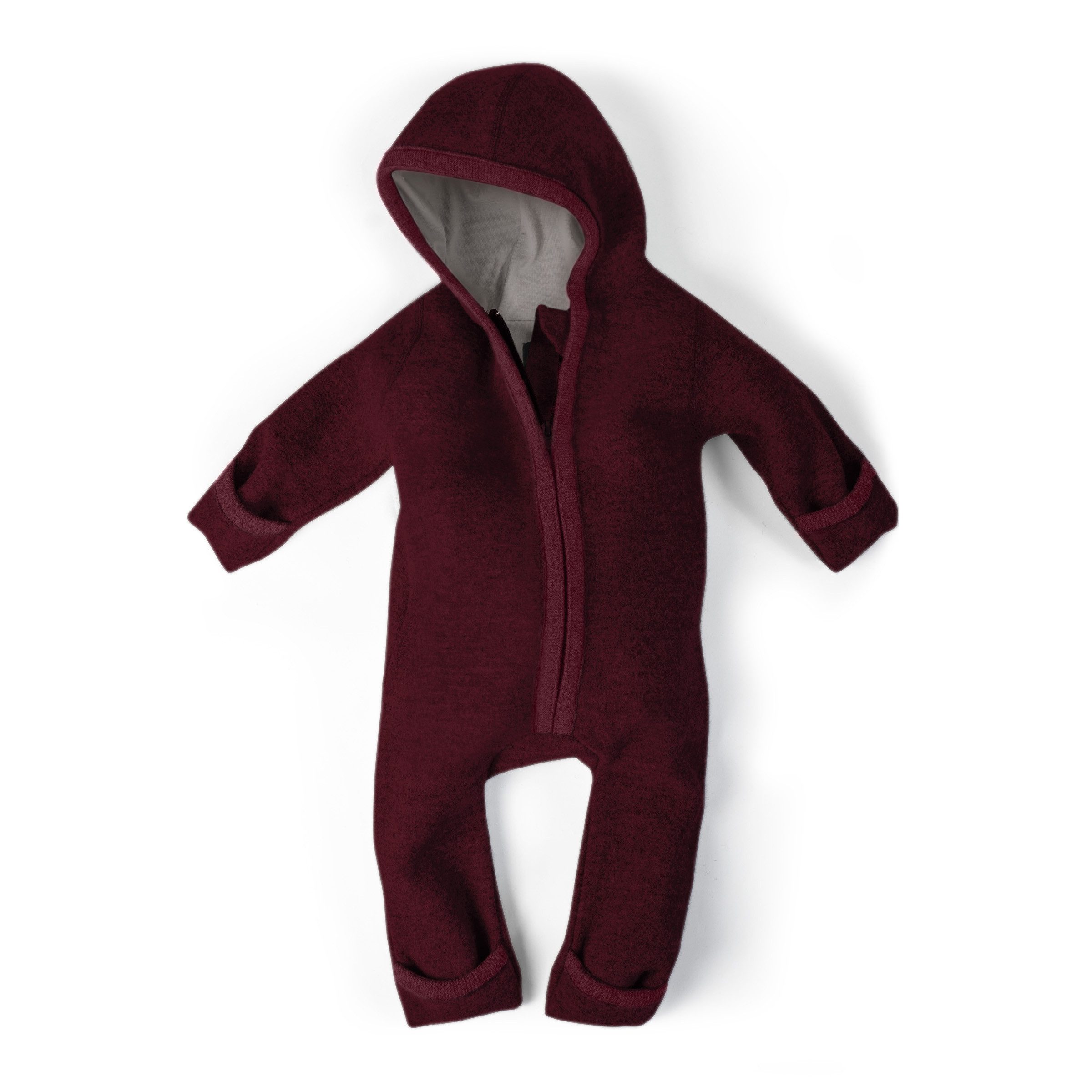 Ehrenkind Overall Walkoverall Baby aus Merino Schurwolle mit Reißverschluss (Bordeaux)
