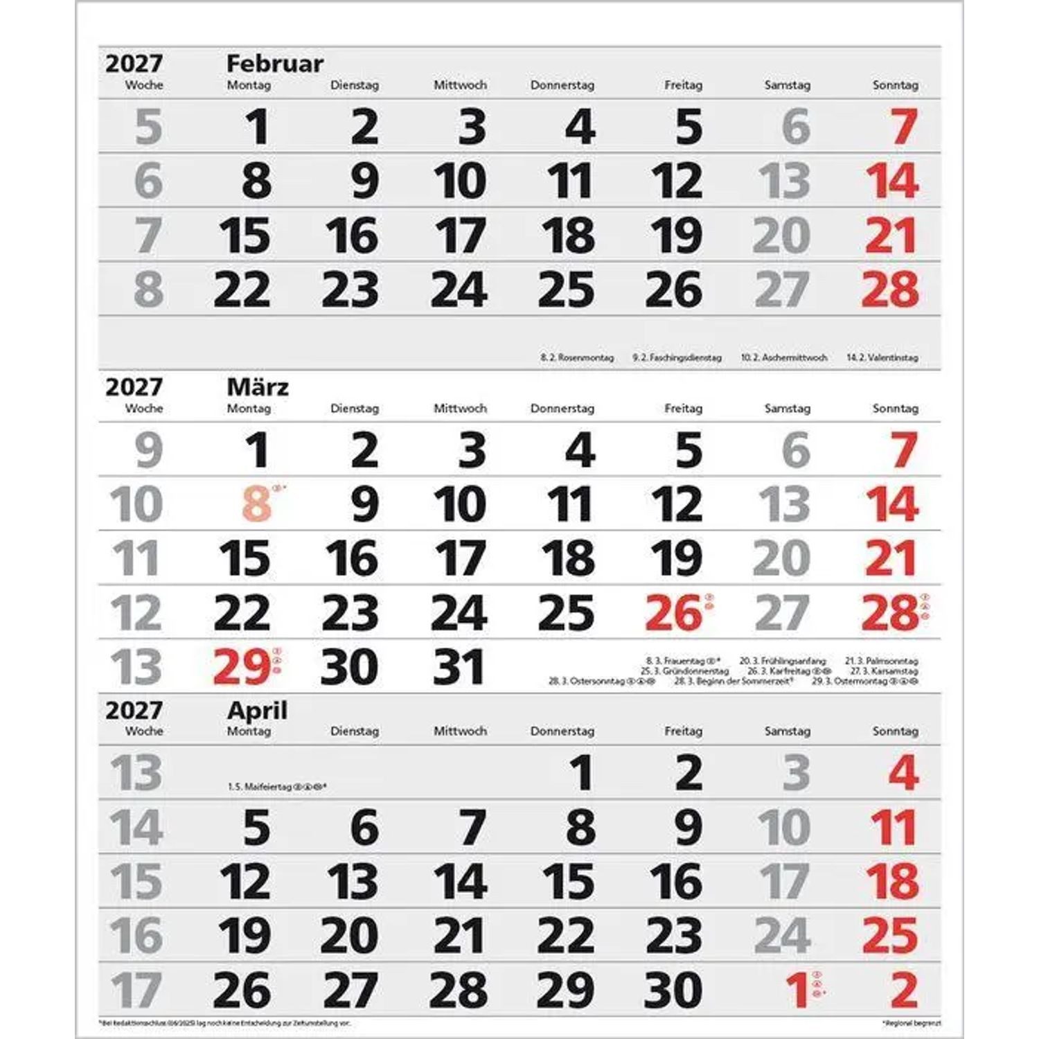 Korsch Verlag Wandkalender 3-Monats-Planer XL Comfort 2027 – Bild 4 von 5
