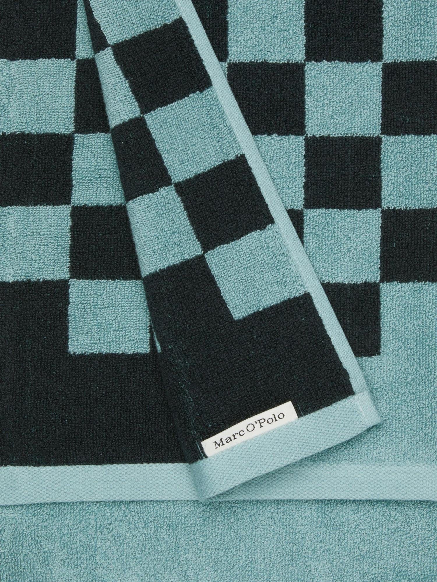 (1-St), O'Polo mit Checker, Jacquard-Karomuster Frottier Marc Aquamarine Handtücher Home