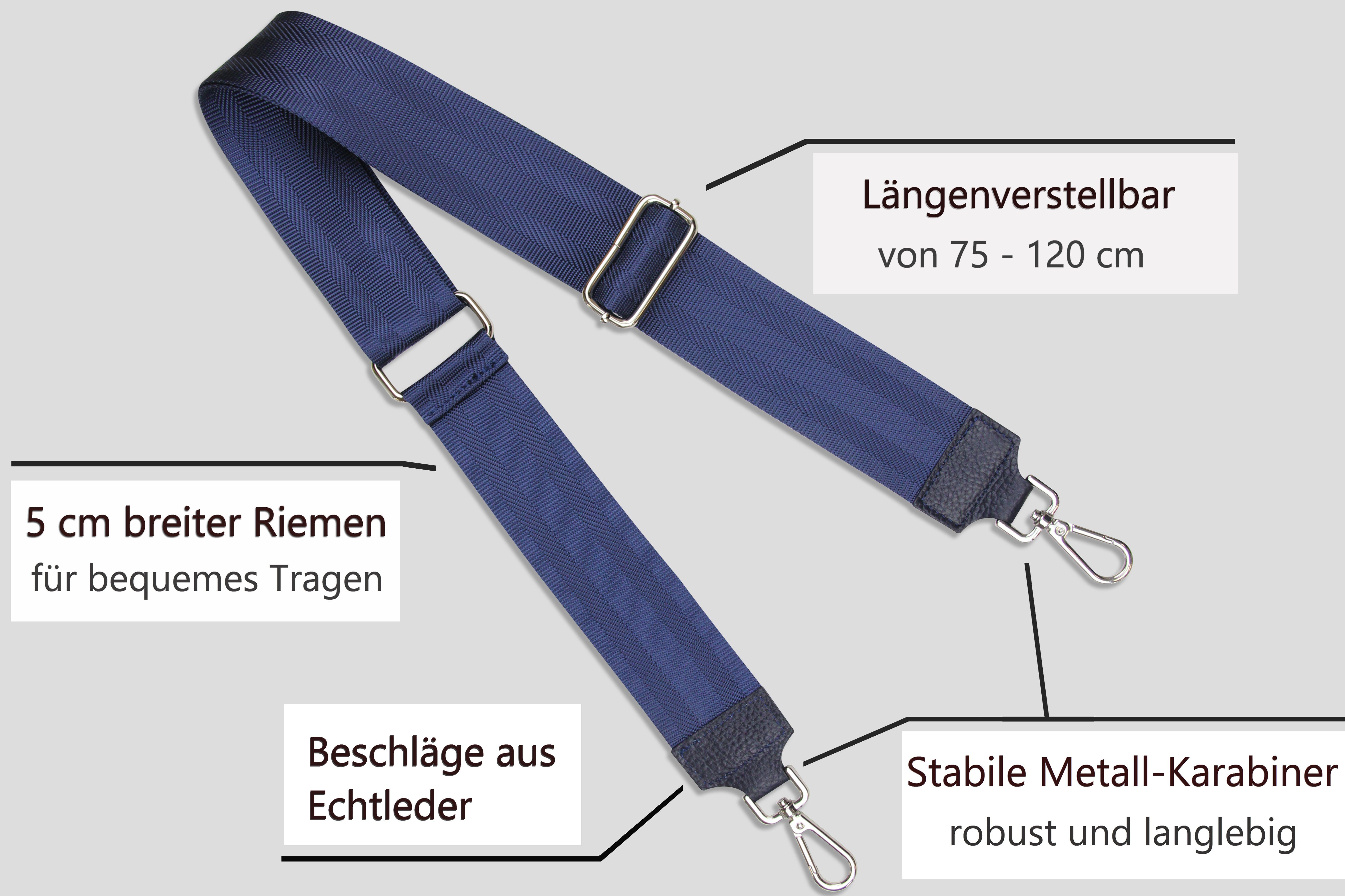 Frentree Schulterriemen breiter MADE ITALY, 5cm verstellbarer Dunkelblau IN für Taschen, Gurt, Muster: Einfarbig Schultergurt