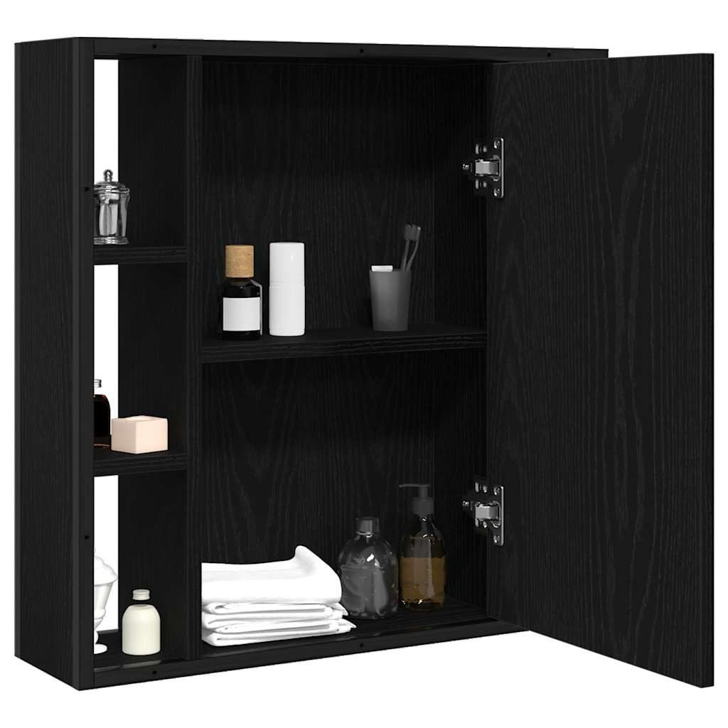 vidaXL Badezimmerspiegelschrank Bad-Spiegelschrank Schwarz Eiche-Optik 60x1 günstig online kaufen