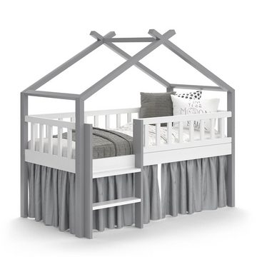 VitaliSpa® Kinderbett Bettenhaus Einzelbett 80x160 cm ADIS Weiß Grau