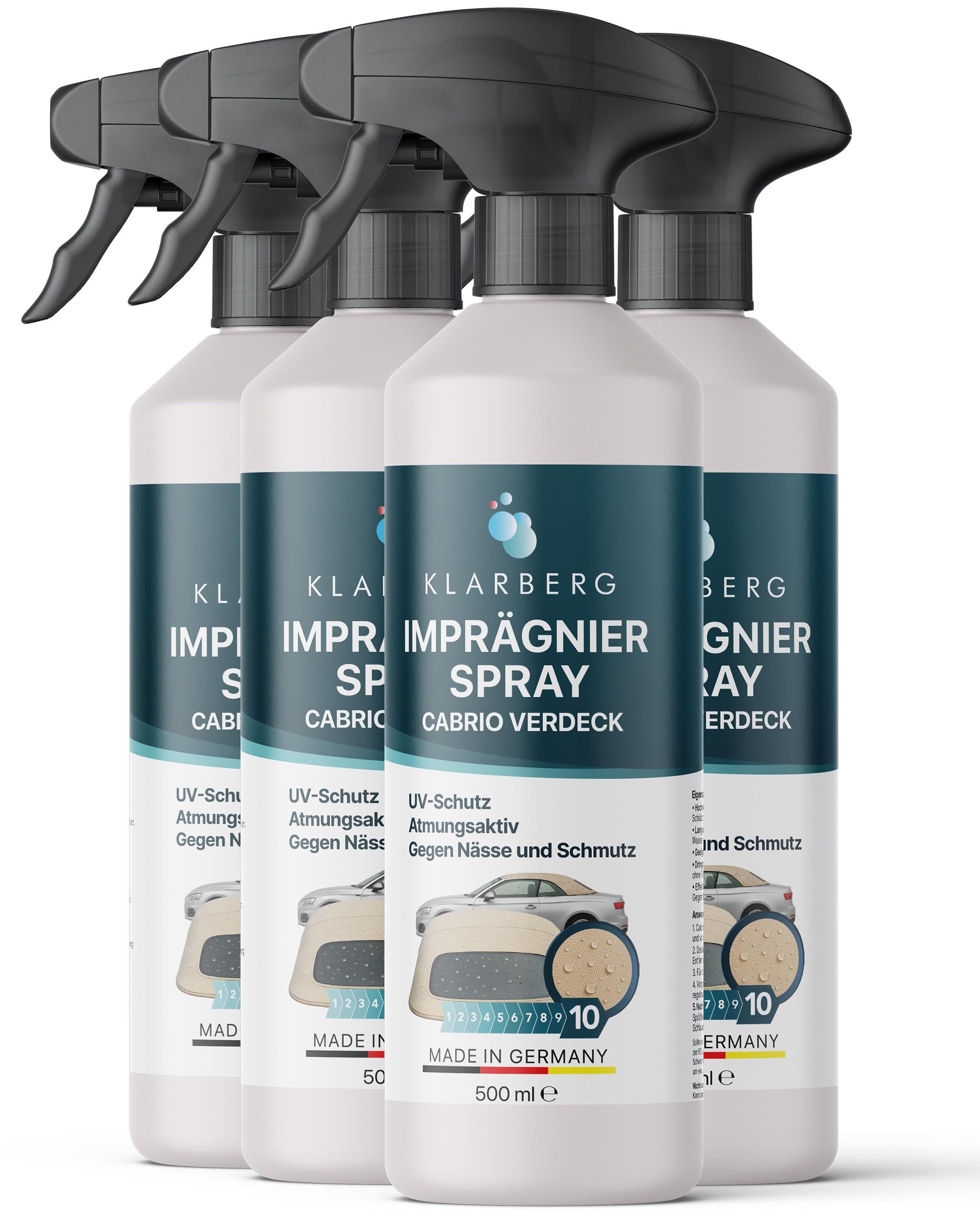 Klarberg Imprägnierung für Cabrio Verdeck Imprägnierspray (4 St)