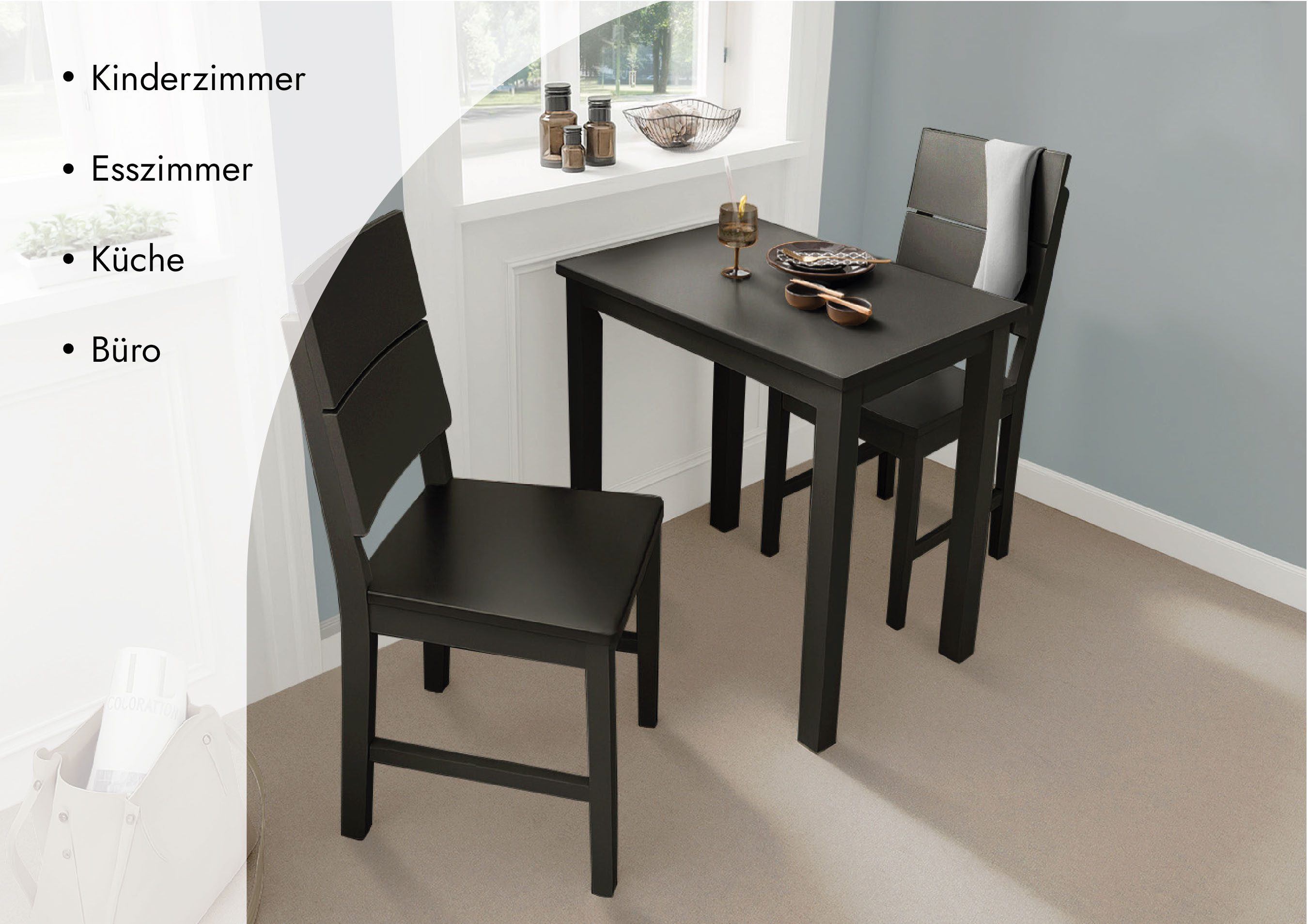 Woodroom Essgruppe Kota, (aus Hevea Massivholz, lackiert, Esstisch 50x70cm günstig online kaufen