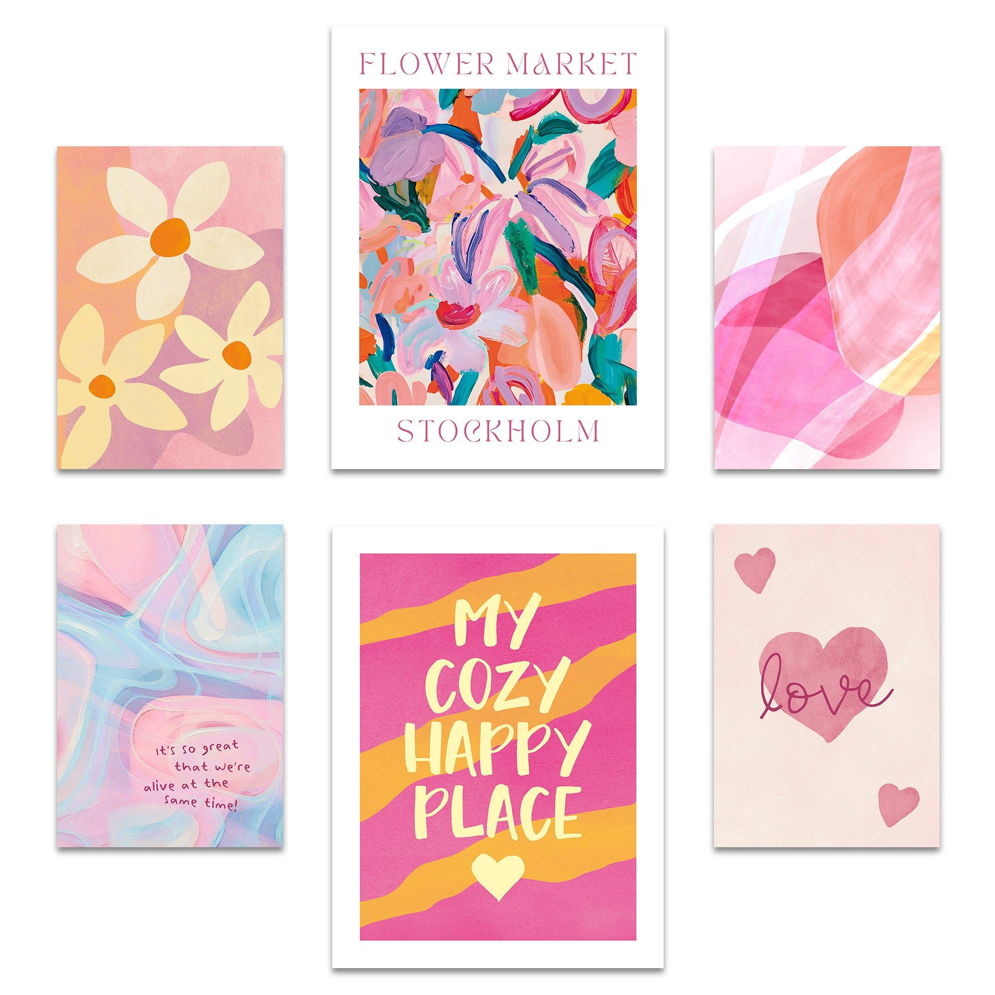 ARTFAVES Bilder-Collage Poster Set Abstract Dopamine Art I mehrteilige Bilderwand I Wandbilder, (Wandbilder modern, 6 St)