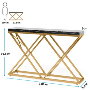 Tribesigns Konsolentisch 140 cm Gold Konsolentisch Moderner Flurtisch im Eingangsbereich