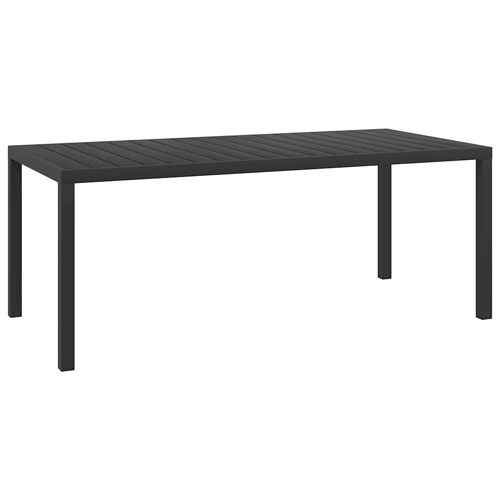 furnicato Gartentisch Esstisch WPC Aluminium 185 x 90 x 74 cm Schwarz (1-St), Witterungsbeständiger Outdoor-Tisch mit pulverbeschichtetem Gestell