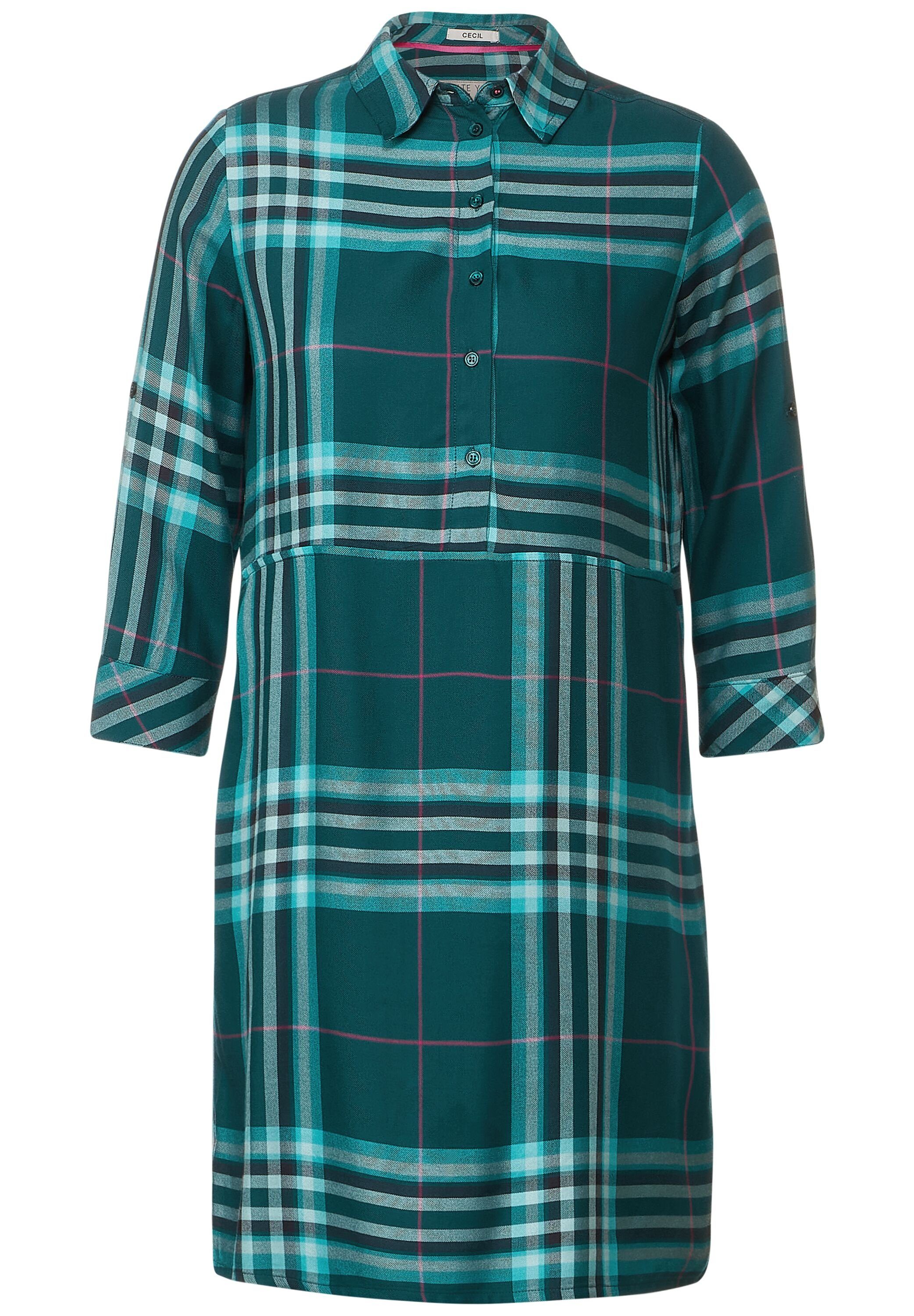 Cecil Klassische deep lake green Hemdblusenkleid Karo Bluse