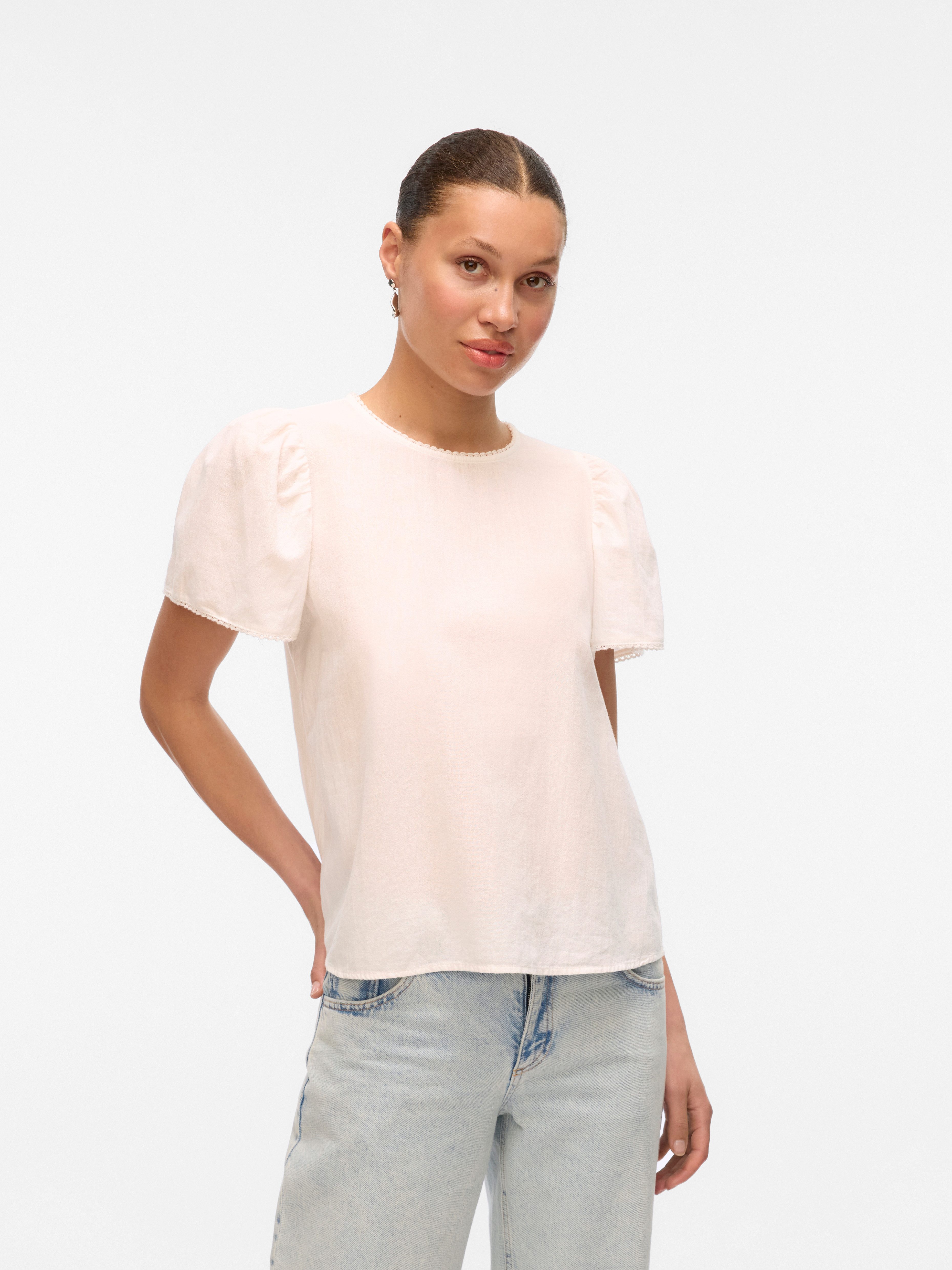Vero Moda Kurzarmbluse VMPRETTY SS TOP WVN GA NOOS günstig online kaufen