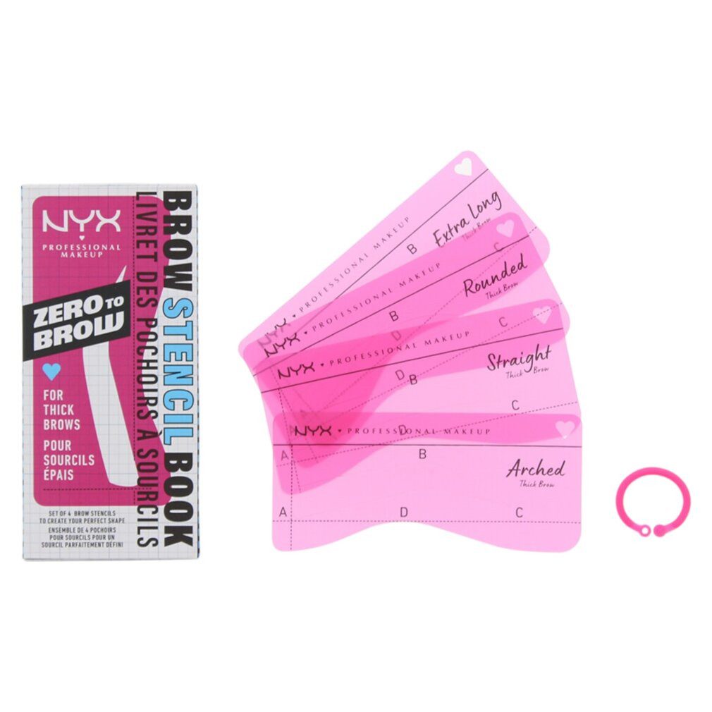 Nyx Professional Make Up Augenbrauen-Stift Zero To Brow Augenbrauenschablonen 4 Stück - für dicke Brauen
