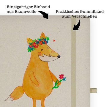 Mr. & Mrs. Panda Notizbuch Fuchs Blumen - Transparent - Geschenk, Eintragebuch, Selbstliebe, Blu Mr. & Mrs. Panda, Handgefertigt