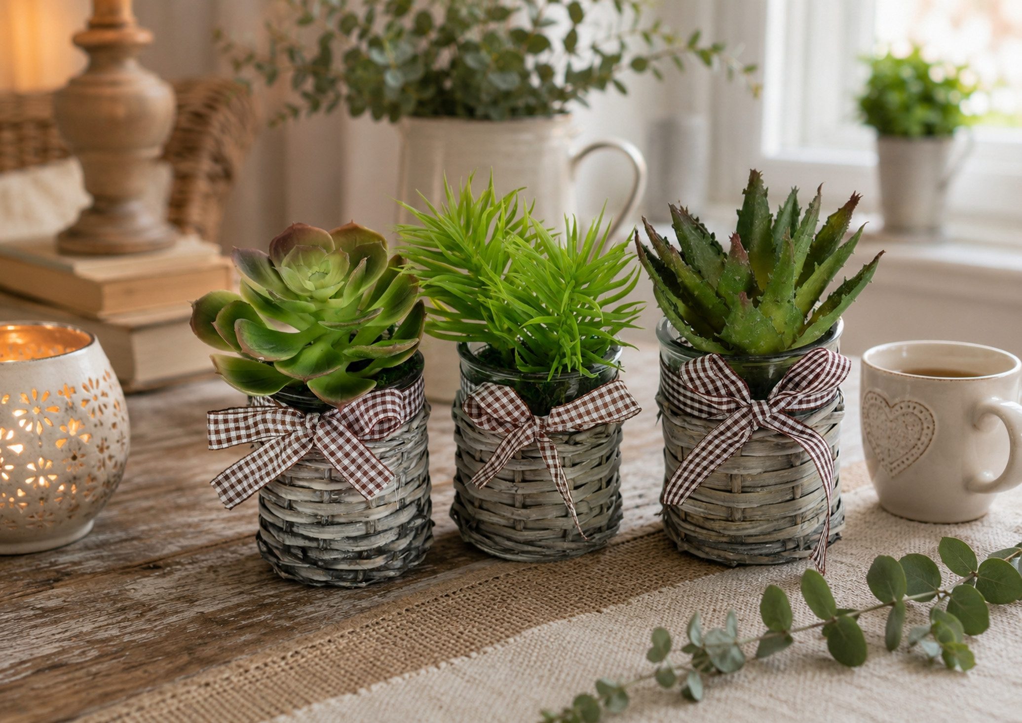 Kunstblume Künstliche Sukkulenten im Topf 3er Set 15cm Agave Aloe Vera Pflanze Kaktus, I.GE.A., Höhe 15 cm, Kunstkaktus Kaktus Pflanze Deko Dekopflanze Kalanchoe Zimmerpflanze
