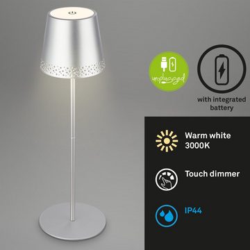 Briloner Leuchten Außen-Tischleuchte 7438014, LED fest verbaut, mit Akku, höhenverstellbar, USB-C, warmweiß, IP44, braun-gold, 38 cm