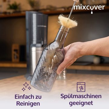 Mixcover Wassersprudler Flasche mixcover Glasflasche kompatibel mit SodaStream Crystal 2.0 mit 10% mehr Volumen Dark Grey