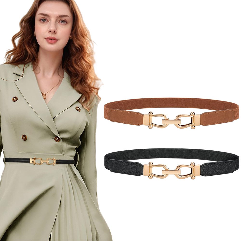 Coonoor Hüftgürtel Damen Elastische Taille Gürtel Dehnbar Retro Haken Gürtel für Kleid