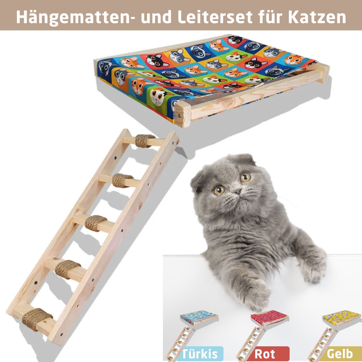 Jungengel Katzen-Hängematte Leiter Katze Wandbett Wandliege günstig online kaufen