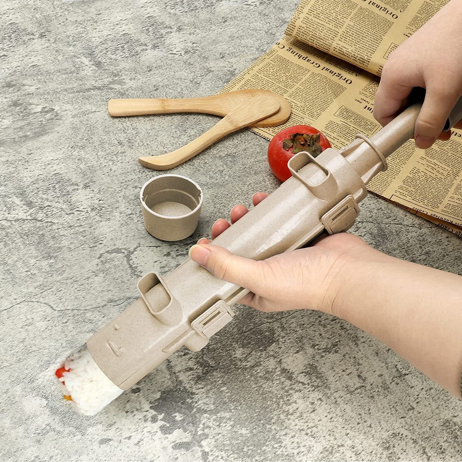 Sushiteller Zubereitungswerkzeuge gemeinsame NUODWELL Beige Sushi-Bazooka, Sushi-DIY-Maschine,