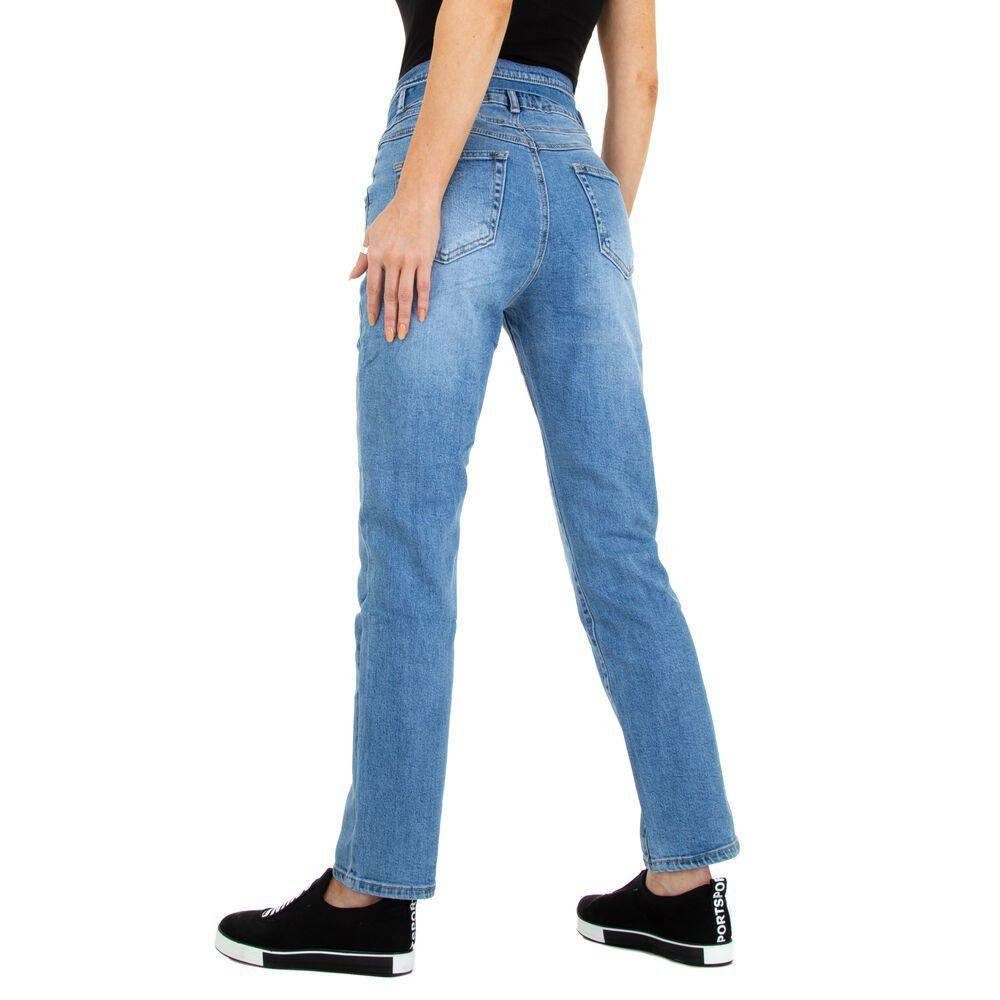 High Jeans High-waist-Jeans Waist Freizeit Blau in Ital-Design Damen Stretch