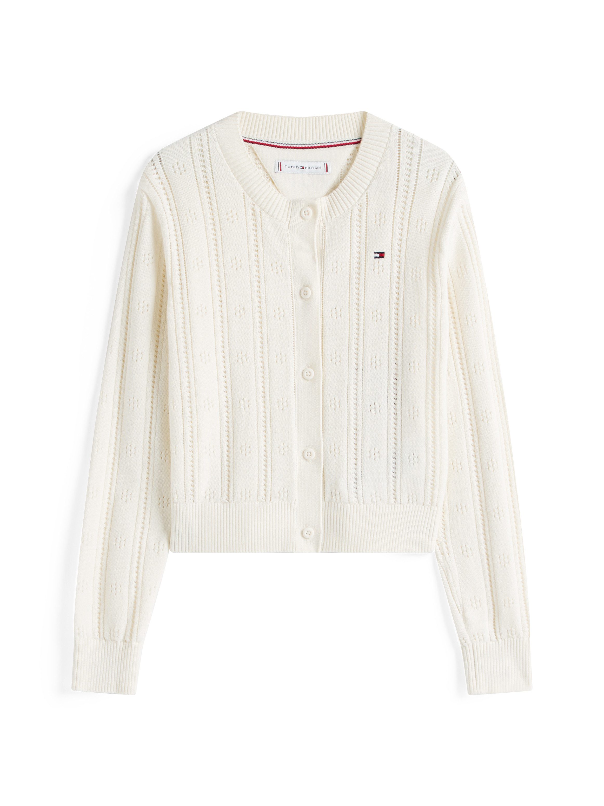 Tommy Hilfiger Strickjacke POINTELLE CARDIGAN LS für Kinder bis 16 Jahre, mit süßem Muster – Bild 4 von 5