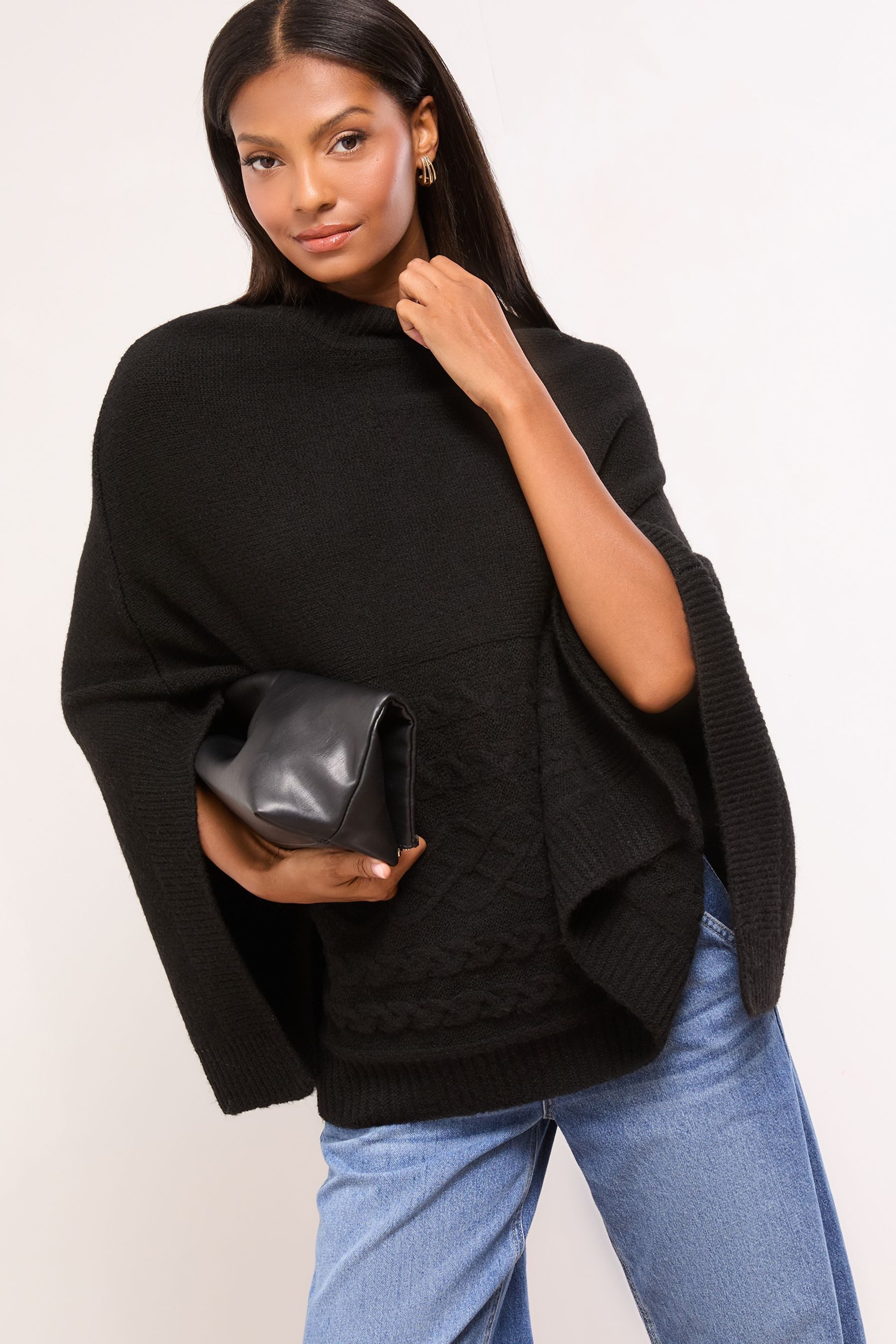 LIPSY Strickponcho Lipsy Bequemer Strickponcho mit Zopfmuster (1-tlg)