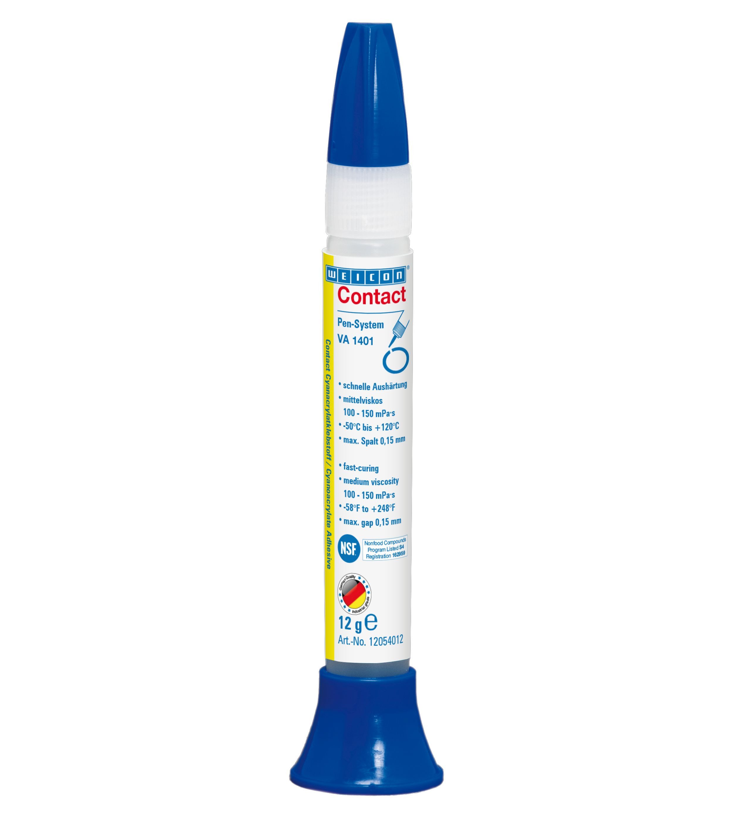 WEICON Клей момент VA 1401 Cyanacrylat-Klebstoff, (Pen), mittelviskos, schnelle Aushärtung, NSF-Zulassung